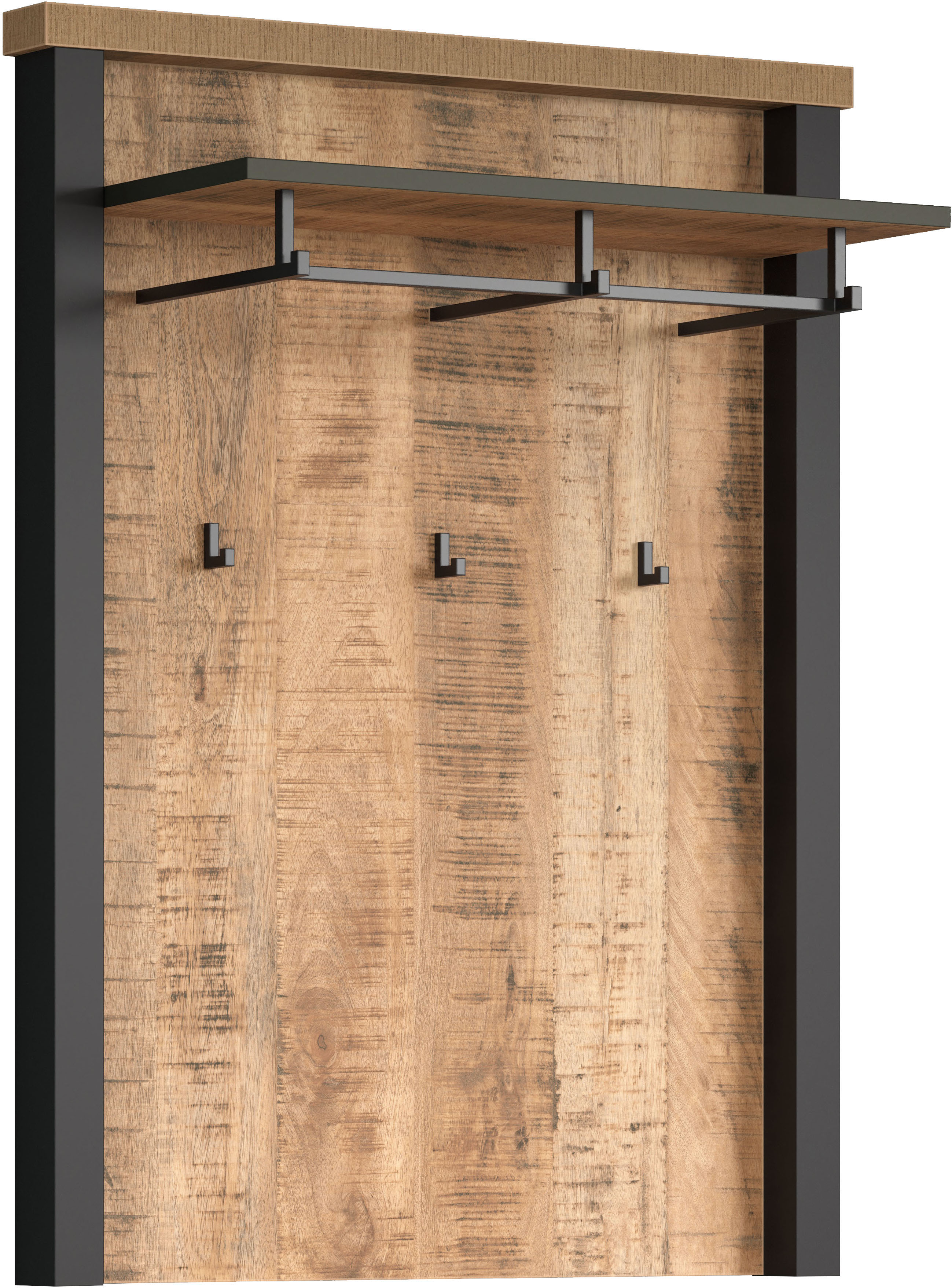 Home affaire Garderobenpaneel "Elda" 1 Stk. tlg. Wandpaneel mit Ablage, 1 Kleiderstange, 3 Haken – (B/T/H) 73/27/95 cm
