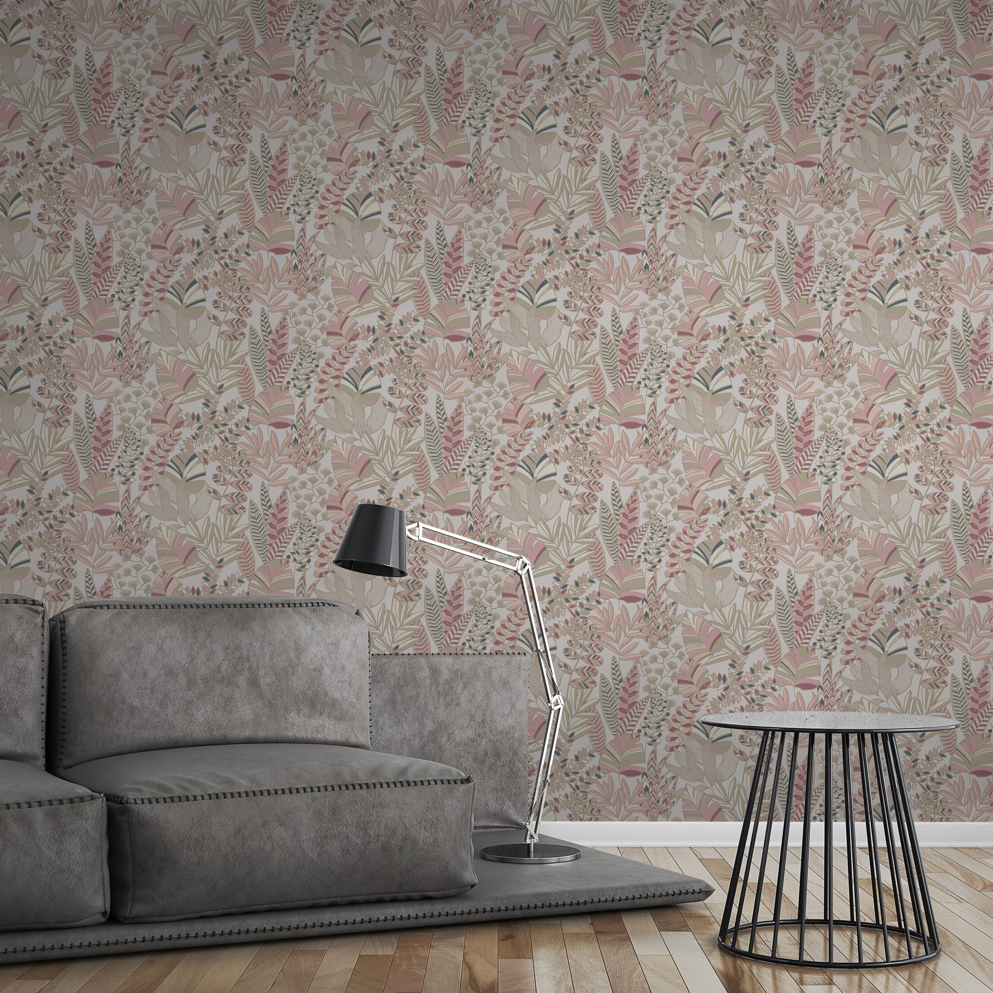 A.S. Création Vliestapete »Antigua Tapete Floral«, matt-gemustert-neutral, Pflanzen Tapete mit Blättern Retro Tapeten Wohnzimmer modern Flur Büro