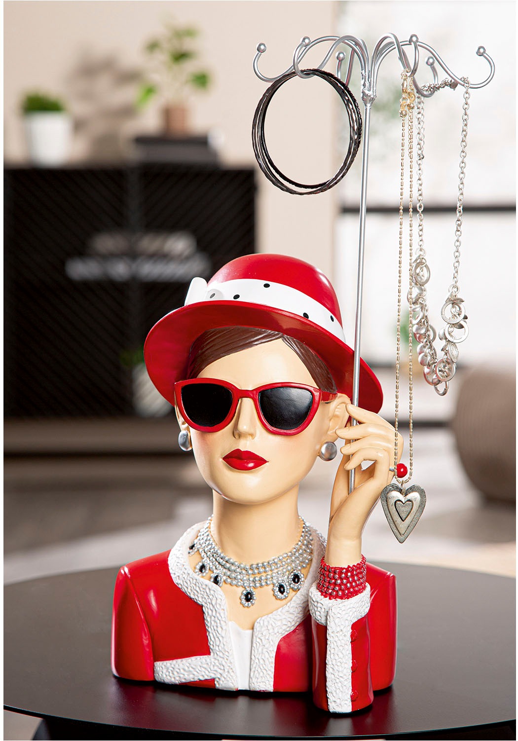 GILDE Schmuck Etagere "Figur; Schmuckständer Frau Chloe rot; silberfarben H günstig online kaufen