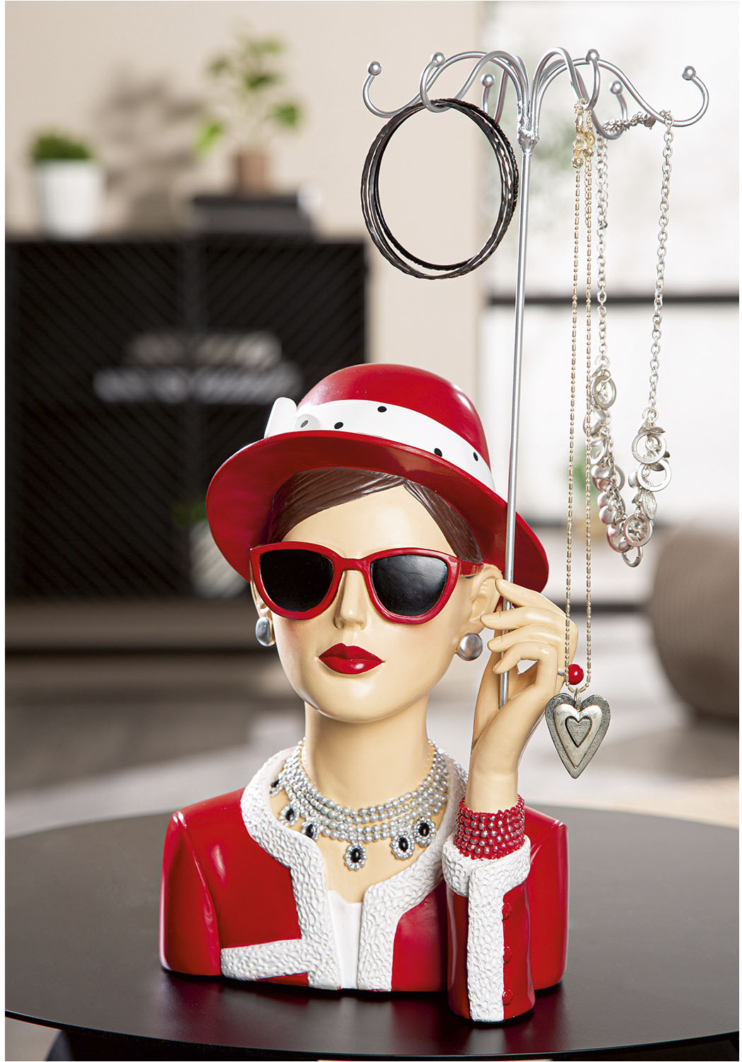 GILDE Schmuck Etagere "Figur; Schmuckständer Frau Chloe rot; silberfarben H günstig online kaufen