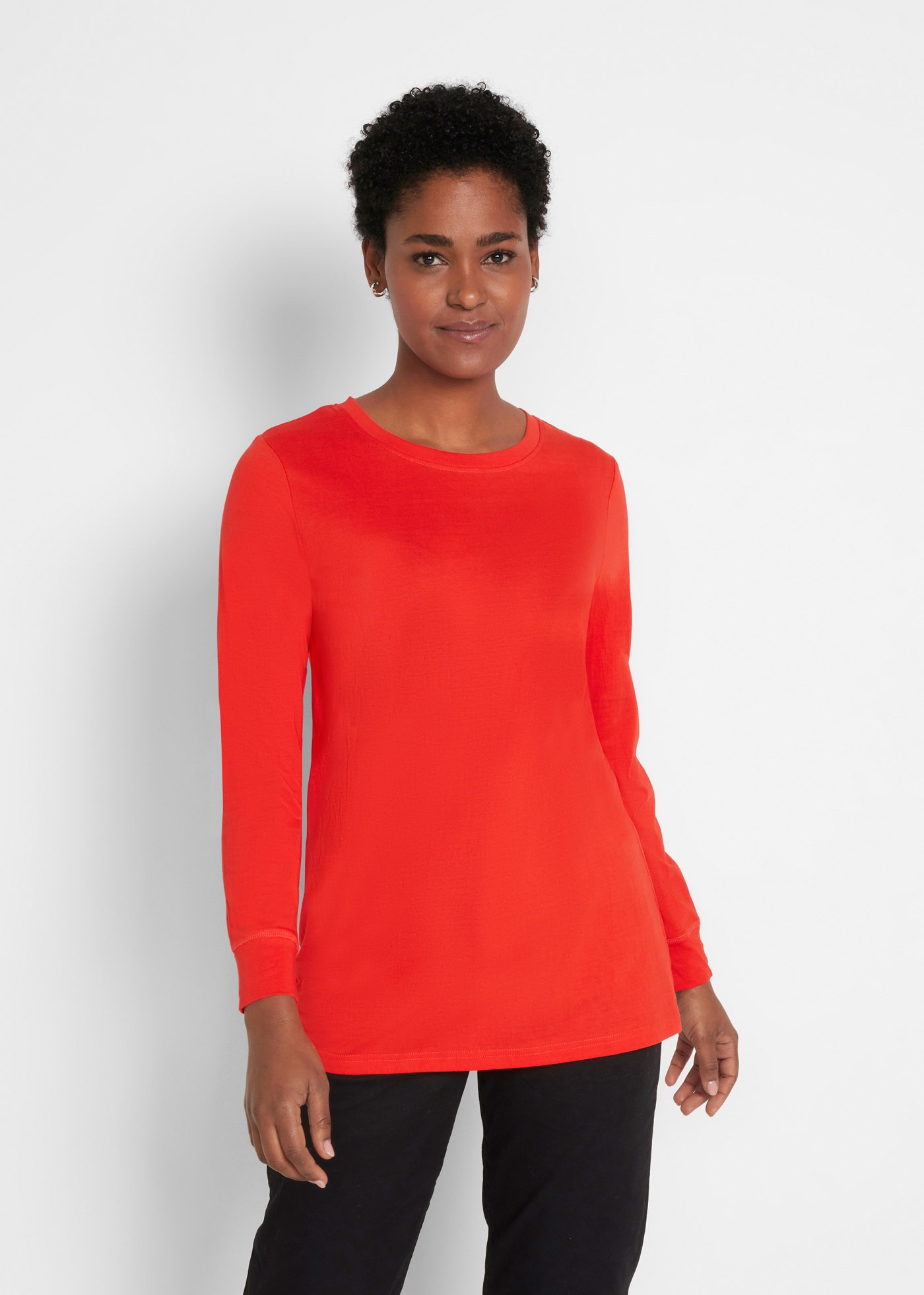 bonprix Longshirt Packung, 5 Langarm, aus reiner Baumwolle, mit abgesetzten günstig online kaufen