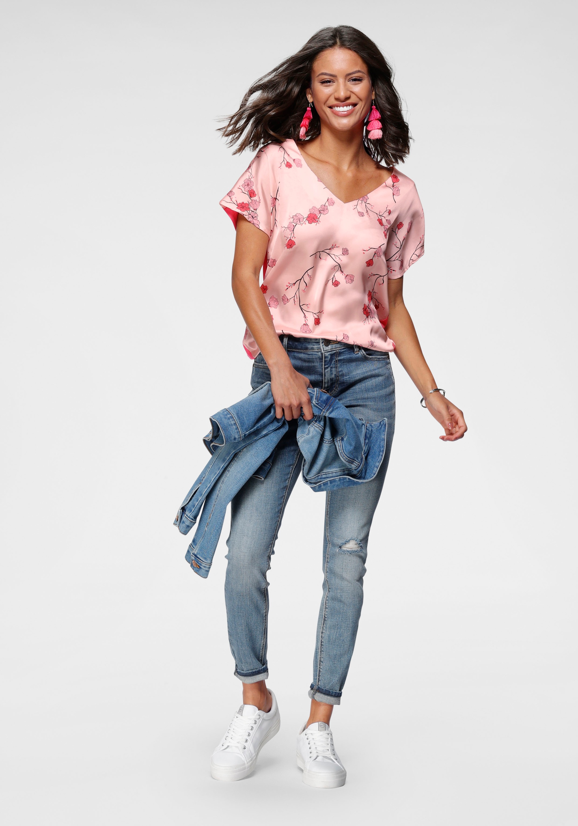 Laura Scott Shirtbluse, im Materialmix - NEUE DRUCKE