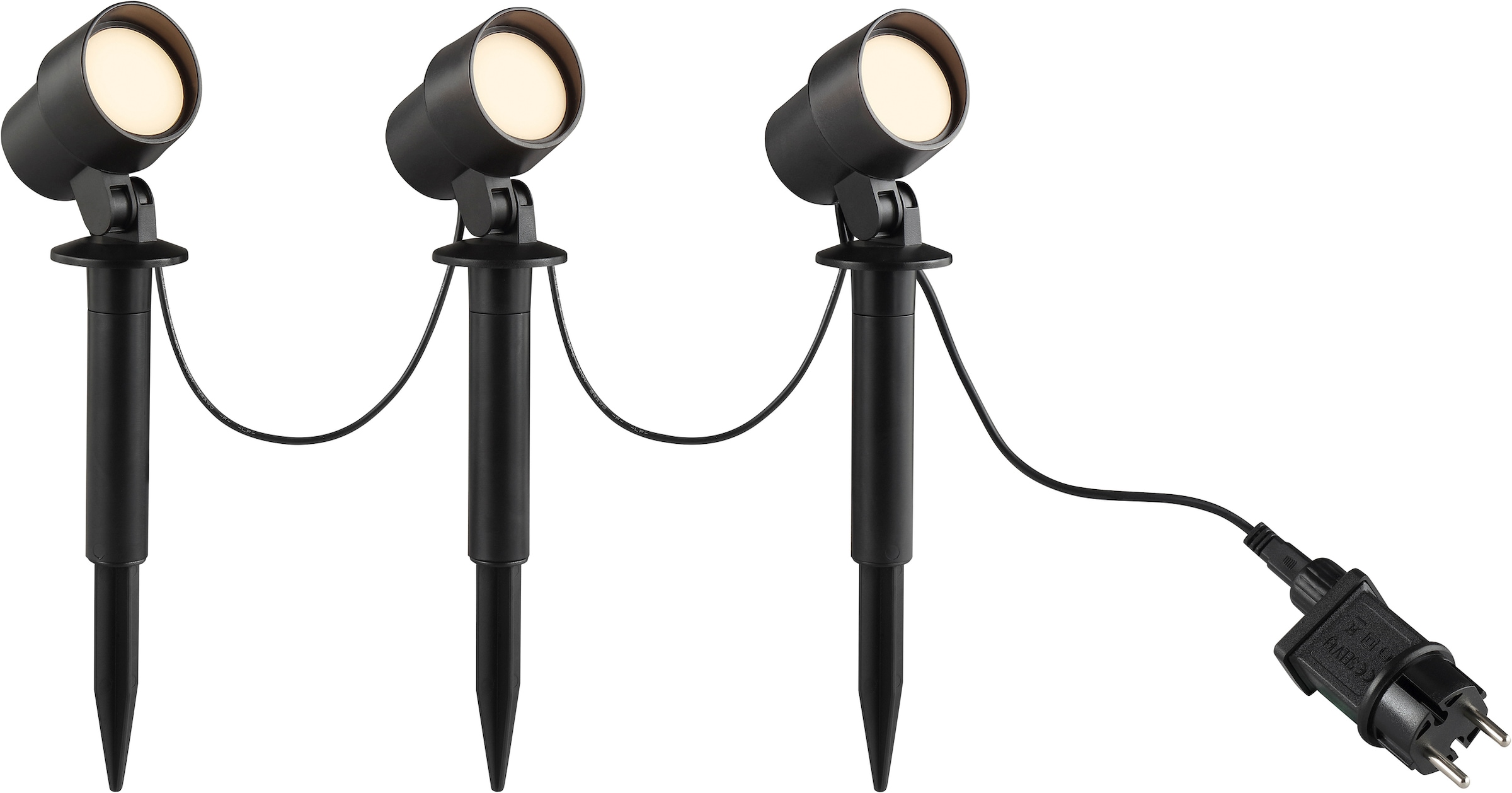 Brilliant Gartenstrahler »Kamara« LED-Modul 1 Stk. Warmweiß LED Spieß 3er Set, 21 x 6 x 8 cm, 610 lm, 3000 K, Kunststoff, schwarz