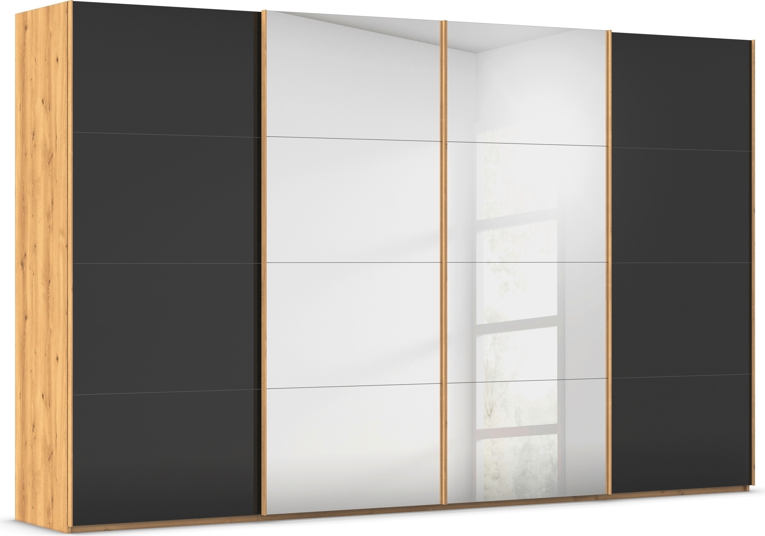 rauch "Kleiderschrank Schrank Garderobe Schlafzimmerschrank SCALE-FYRA" edle viergeteilte Türen Spiegel/Glas-Mix viele Farben MADE IN GERMANY