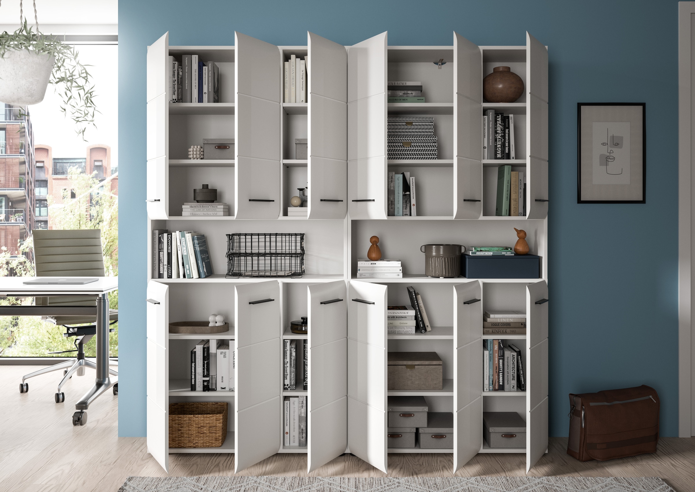 INOSIGN Badezimmer-Set, (Set, 2 St.), Florenz, Badkombination 2-tlg. Weiß hochglanz, Mehrzweckschränke