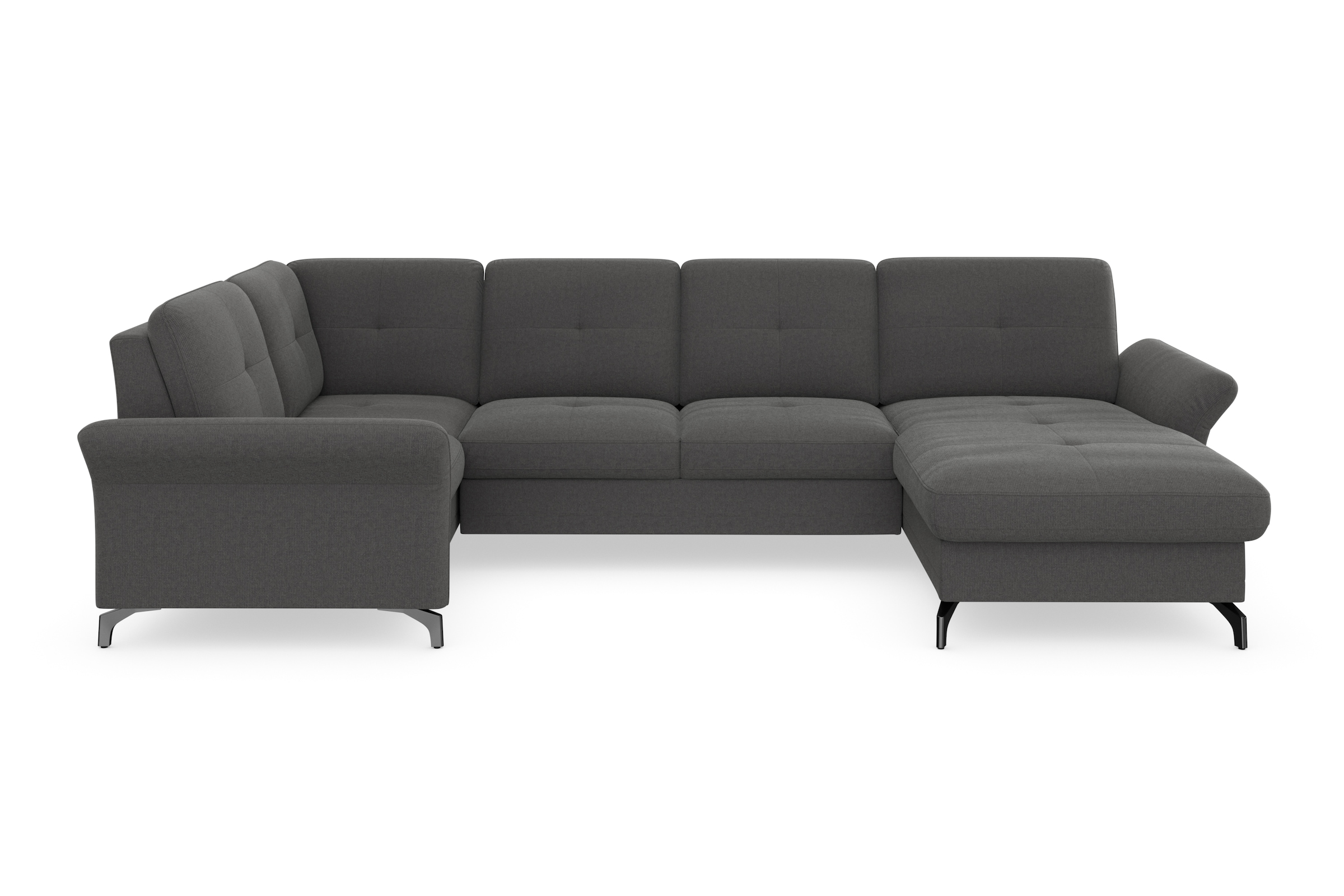 Wohnlandschaft HOME AFFAIRE, B:326cm H:91cm T:188cm, grau, 90% Polyester 10% Polyamid, Sofas, "Calando U-Form", wahlweise mit Bettfunktion,