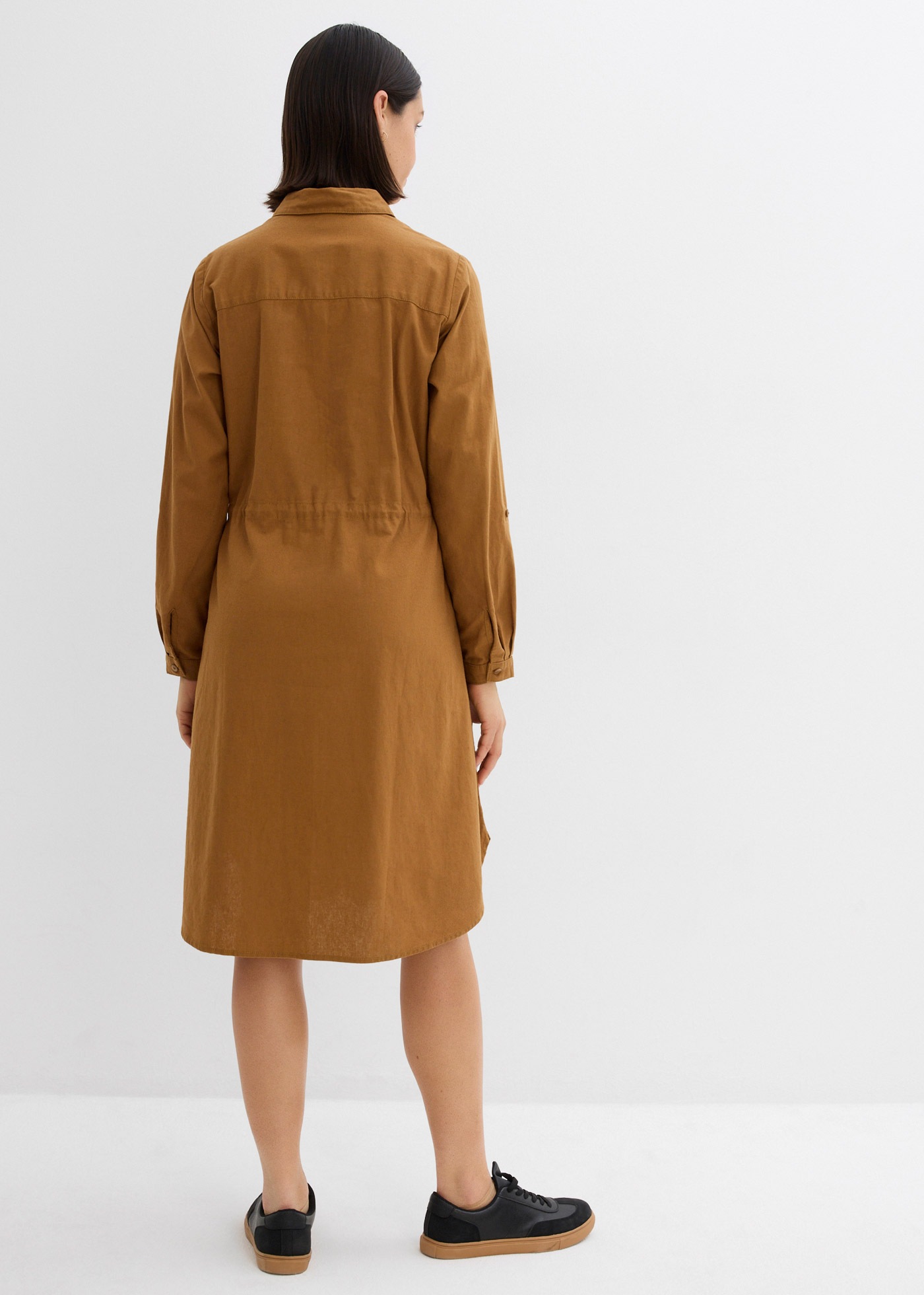 bonprix Midikleid "Hemdblusenkleid aus Leinen-Baumwoll-Mix" 1 tlg. für läss günstig online kaufen