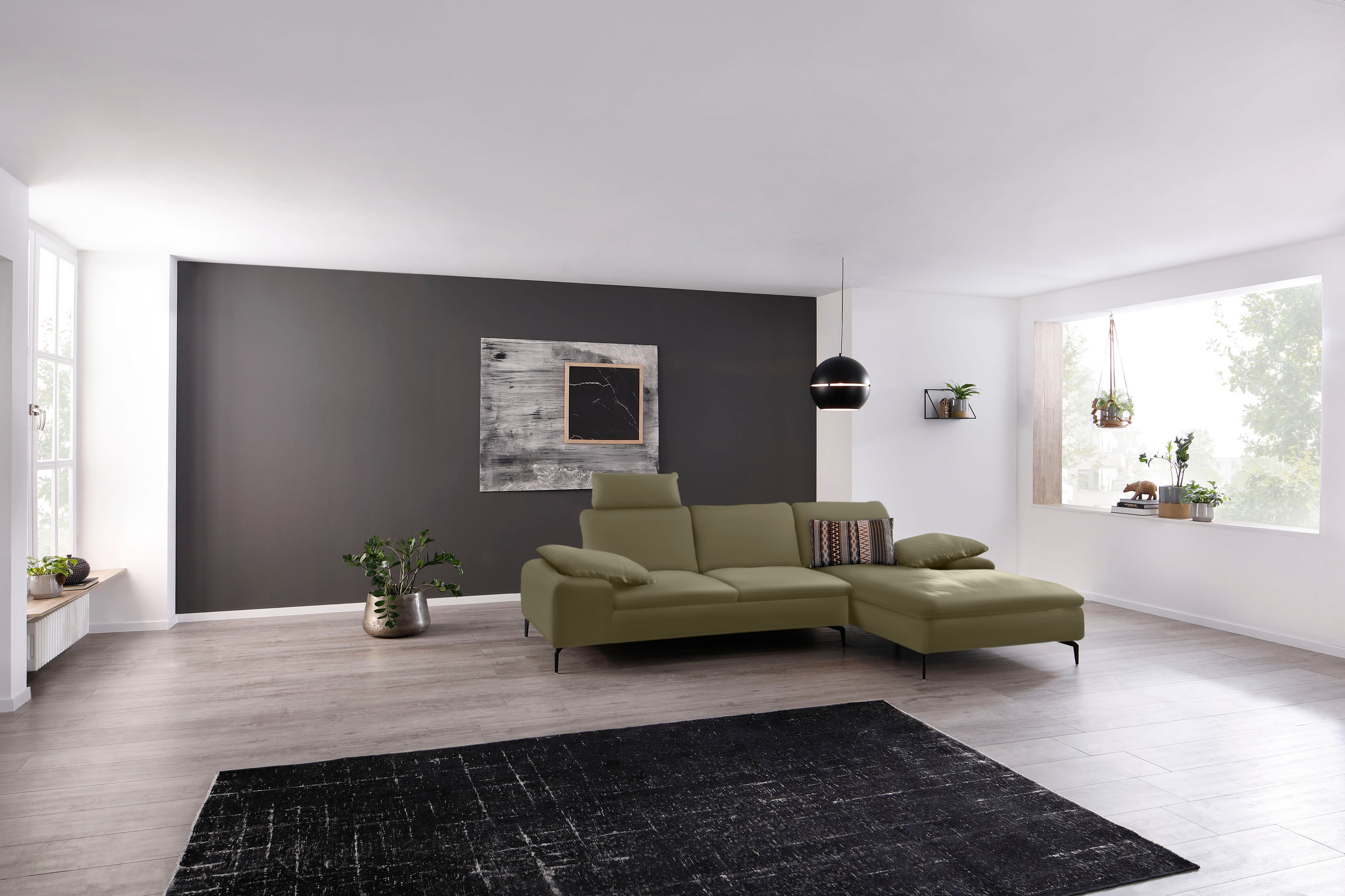 W.SCHILLIG Ecksofa "valentinoo, Designsofa, bequem, elegant und zeitlos, L-Form" inklusive Hocker, mit Sitztiefenverstellung, Breite 299 cm