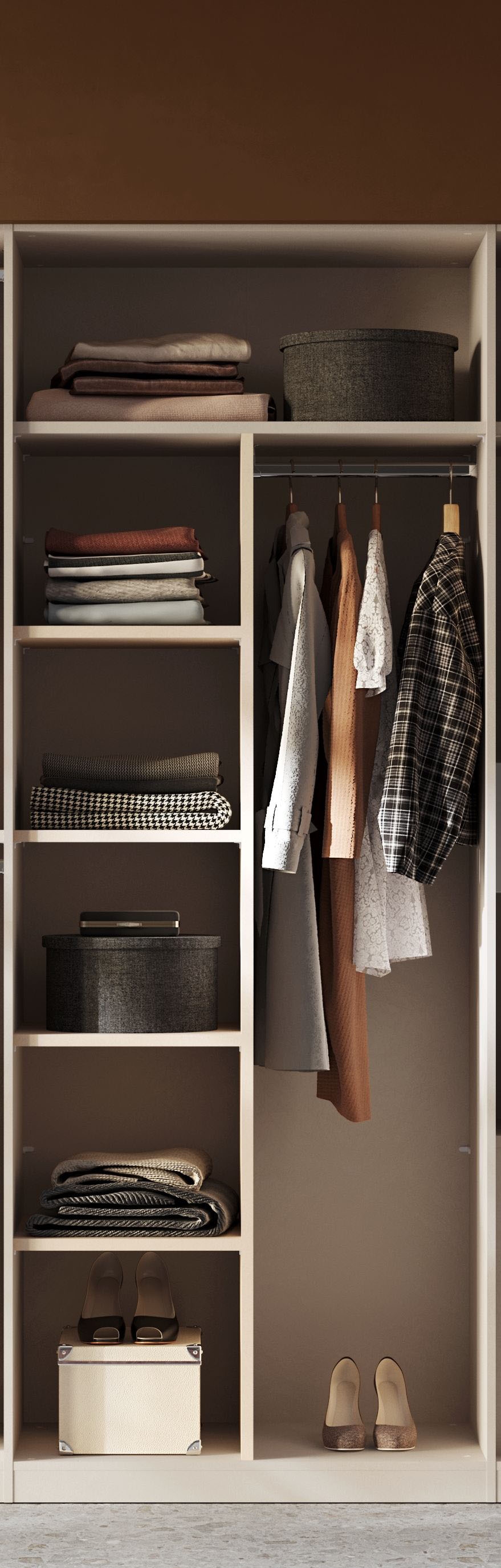 INOSIGN Inneneinteilung »Jupiter – Steingrau, B45×H193 cm, 4 Böden B43 cm für Stauraum« + 1 Kleiderstange B43 cm, Zubehör für Drehtürenschrank Jupiter