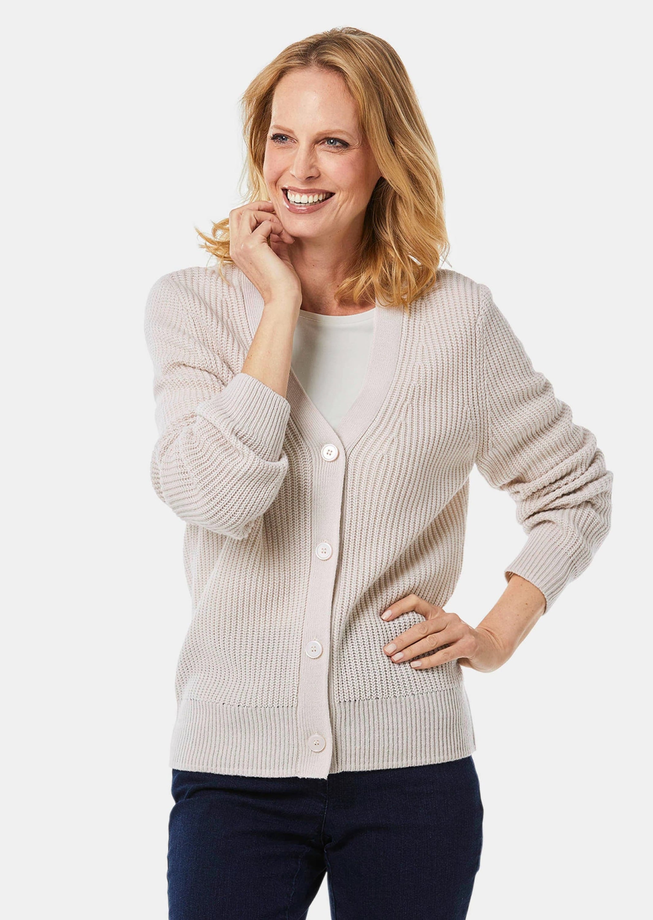 GOLDNER Strickjacke »Strickjacke Pflegeleichte Strickjacke in hochwertiger Rippenstruktur«