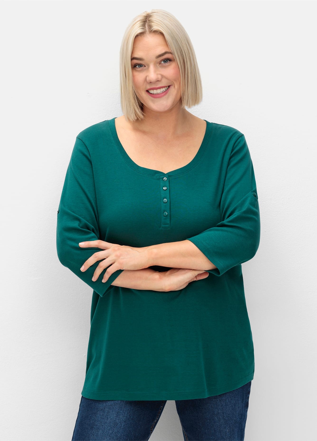 Sheego 3/4-Arm-Shirt "3/4-Arm-Shirt", (1 tlg.) günstig online kaufen