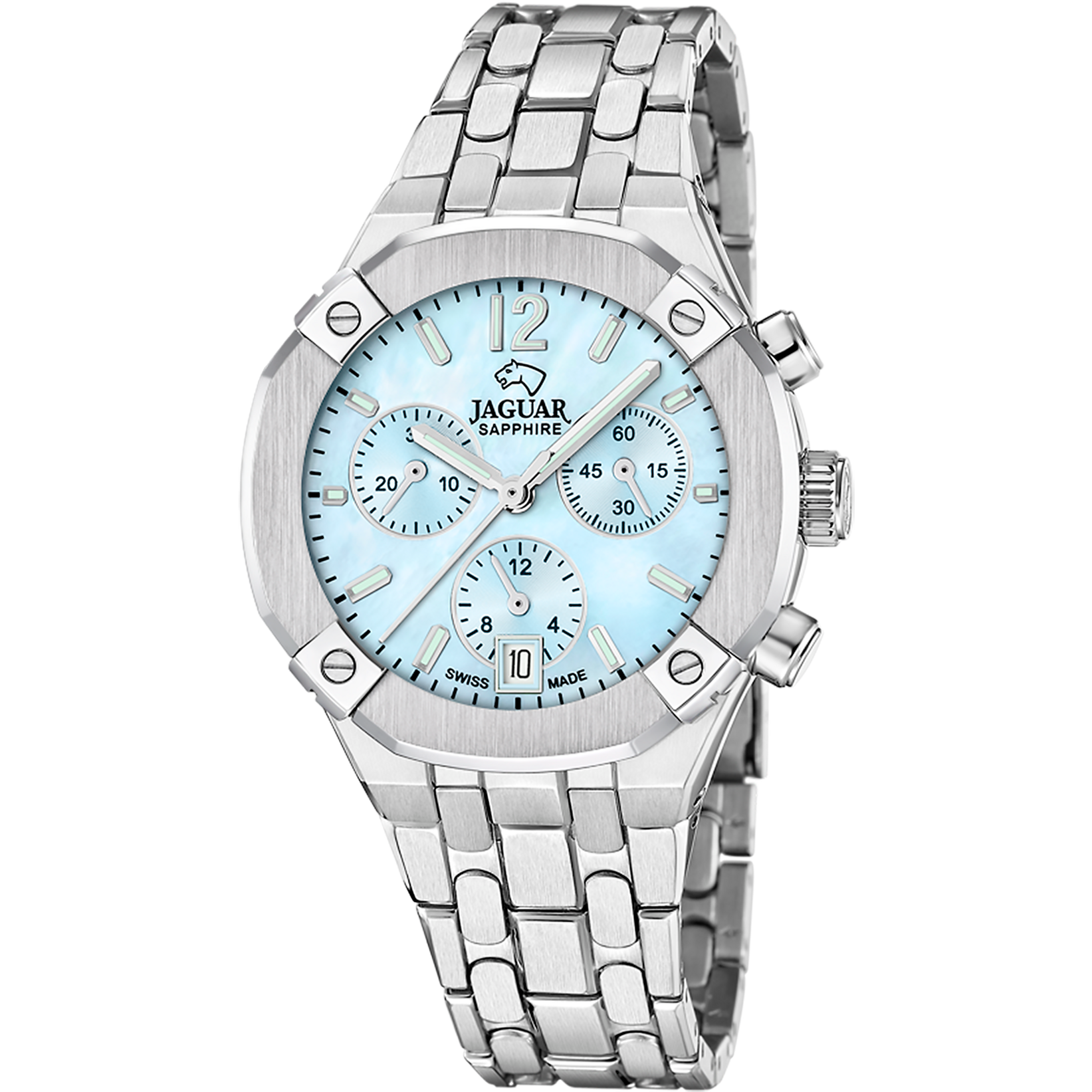Jaguar Chronograph »Diplomatic« Quarzuhr, Armbanduhr, Damenuhr, Swiss Made, Edelstahlarmband, analog