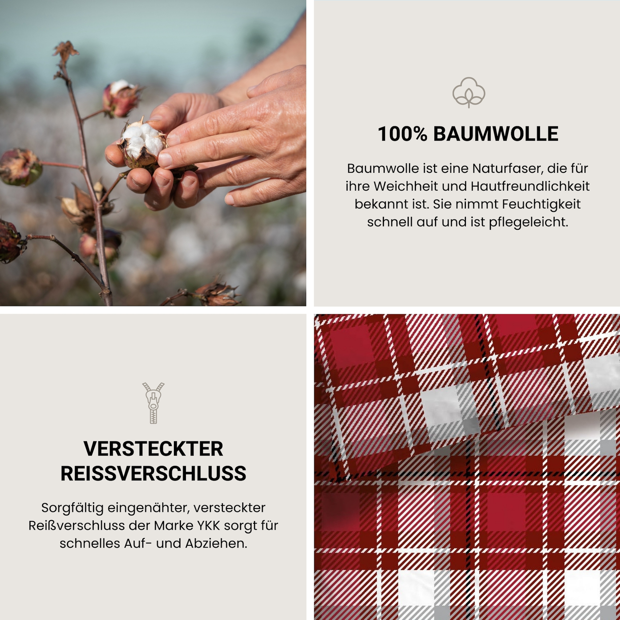 Schiesser Bettwäsche »Metor aus weichem Baumwollflanell mit Winterkaros« 2 Stk. Made in Green