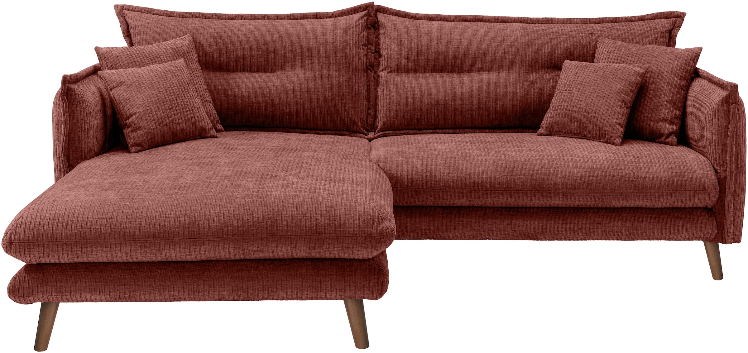 INOSIGN Ecksofa »Lazio modern und bequem, schmale Armlehnen, tolle Detailverarbeitung«, zwei verschiedene Fußfarben wählbar