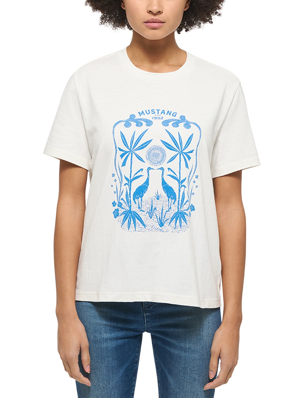 MUSTANG Damen T-Shirt Alina C – Mit Print, Aus Baumwolle, Lässiger Schnitt In Größe S
