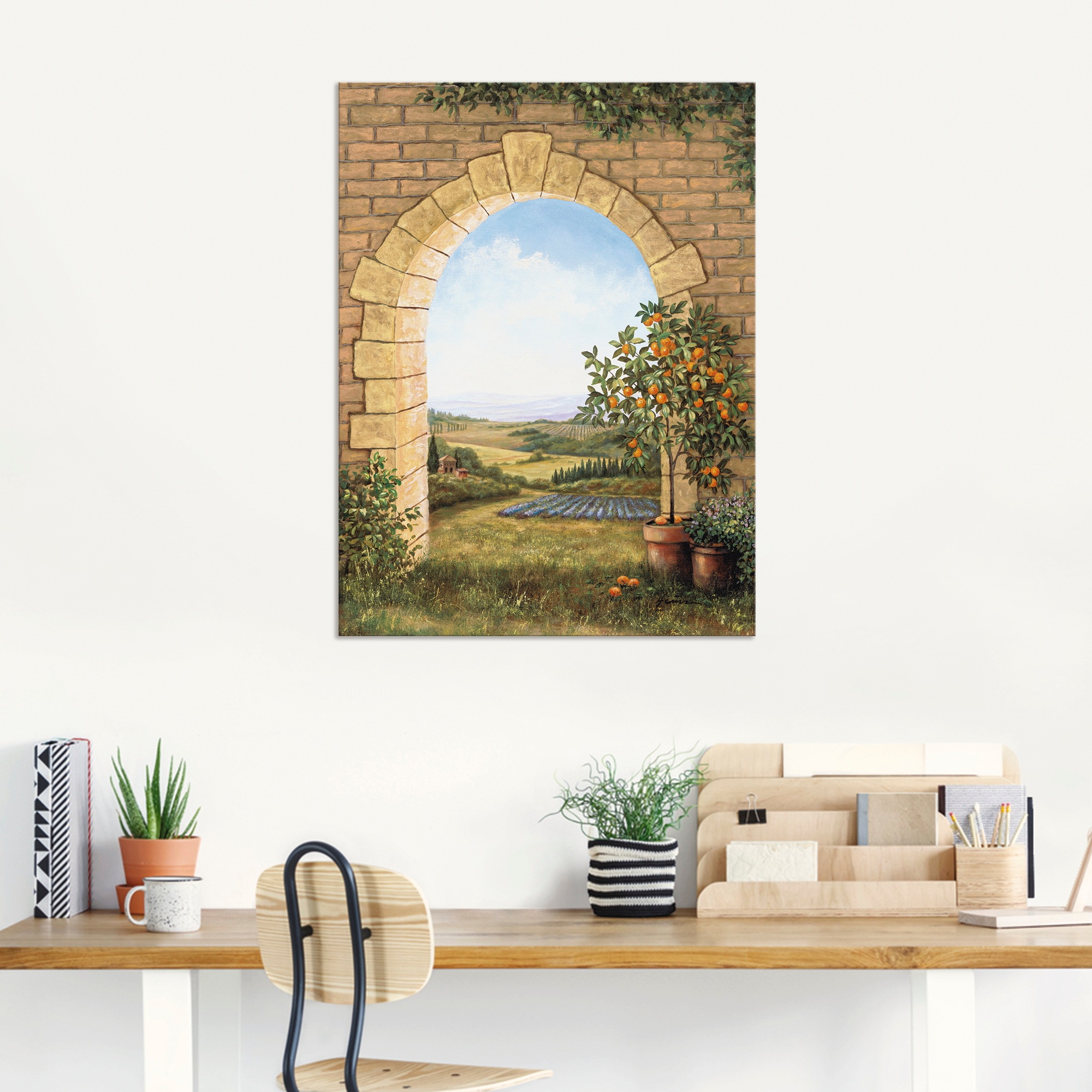 Artland Wandbild »Orangenbaum vor dem Torbogen«, Fensterblick, (1 St.), als Alubild, Outdoorbild, Leinwandbild, Poster, Wandaufkleber