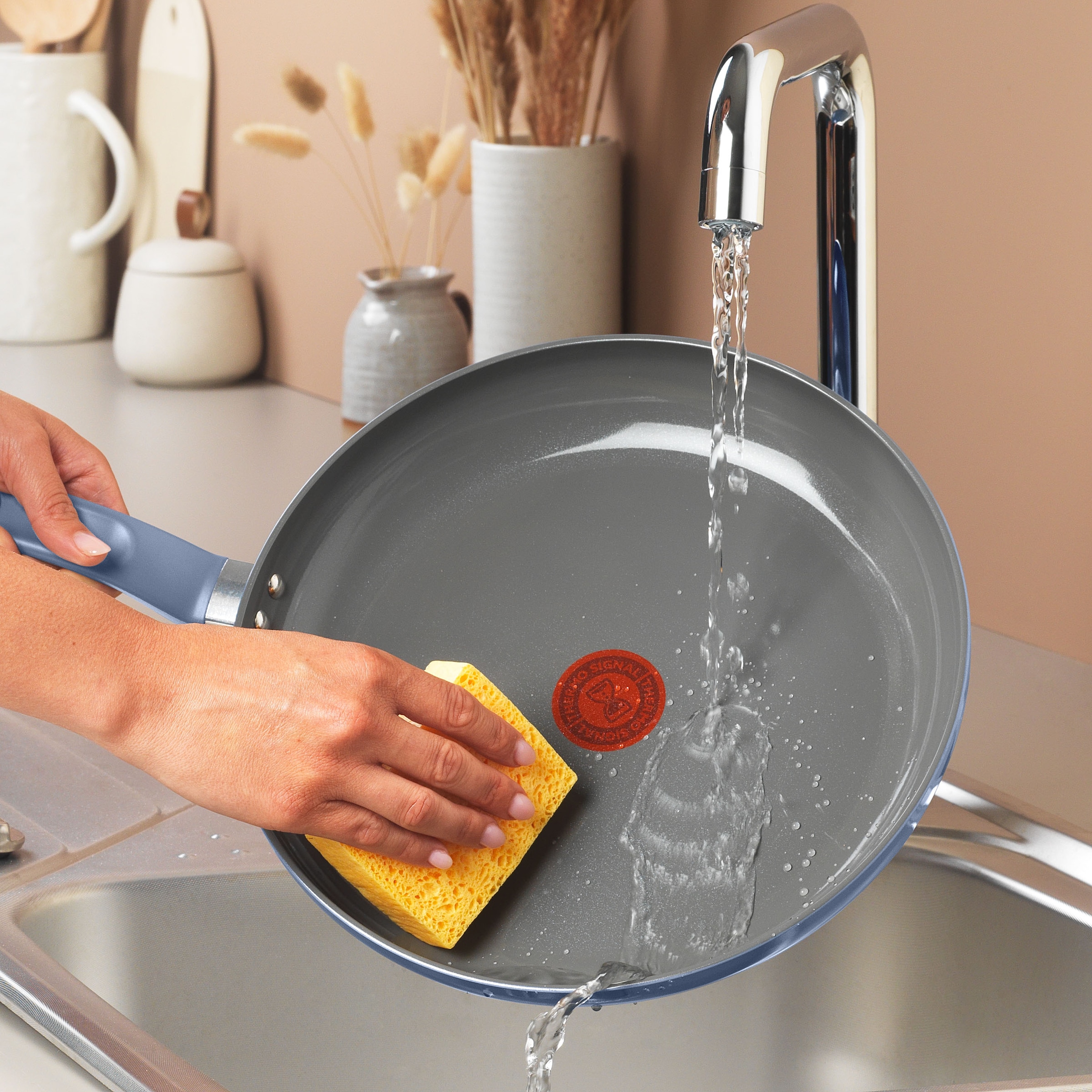 Tefal Pfannen-Set »Cera Color« Aluminium Set, 7 tlg. tlg. Go Ceram Keramik-Antihaftbeschichtung, Thermo-Signal, Induktion