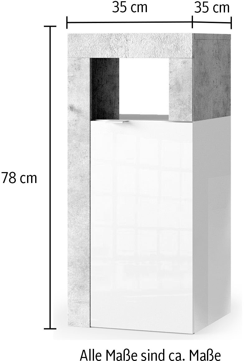welltime Unterschrank »Hamburg Höhe 78 cm, Breite 35 cm, Badkommode mit 1 Tür,«, Badezimmerschrank, dekorativer Rahmen, offenes Fach, Metallgriff