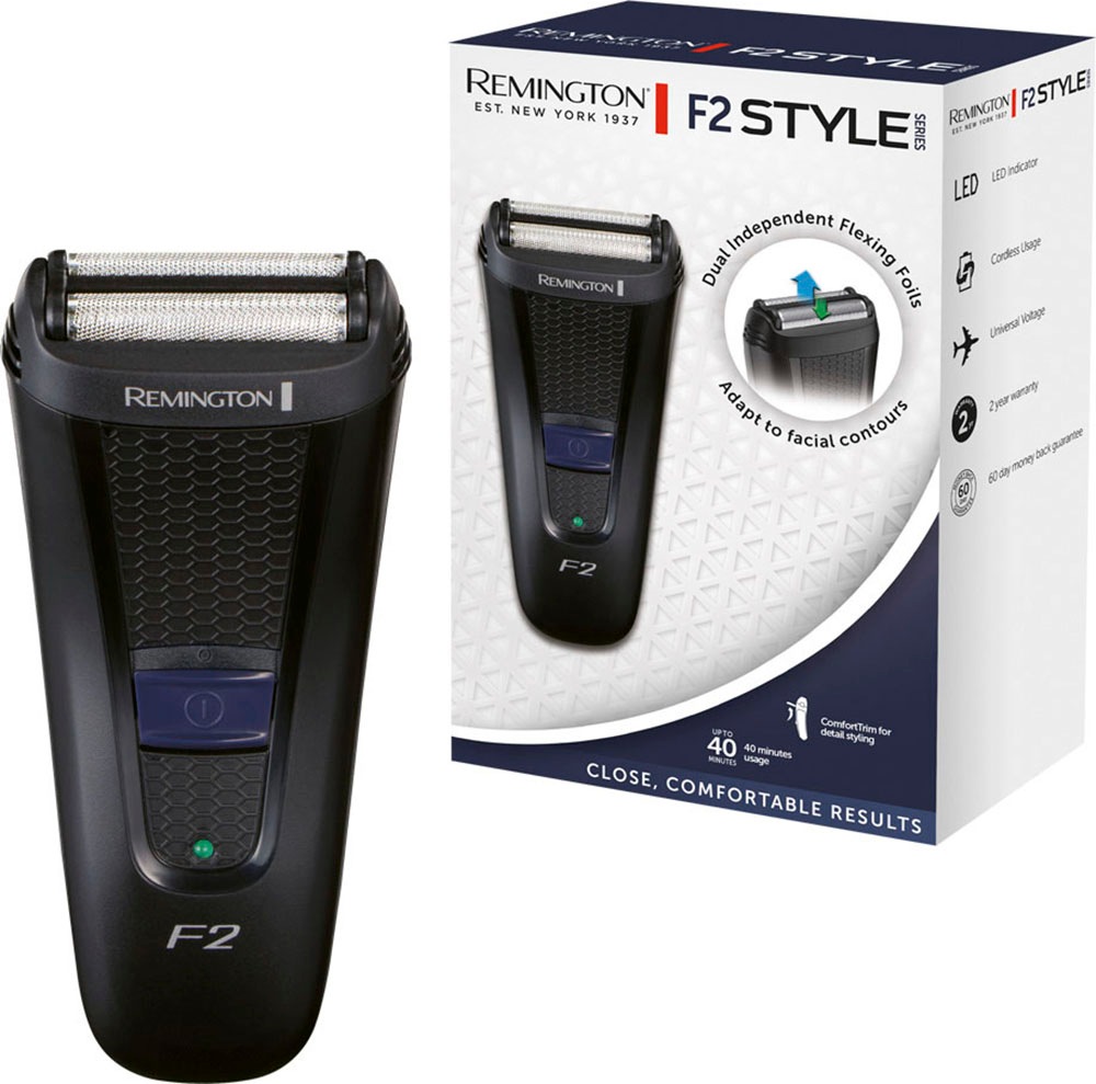 REMINGTON Elektrorasierer "F2002 Style Series Foil Shaver F2", blau, B:4cm H:13,5cm T:6cm, Elektrorasierer, Pop-Up-Trimmer, abwaschbar, LED Anzeige,