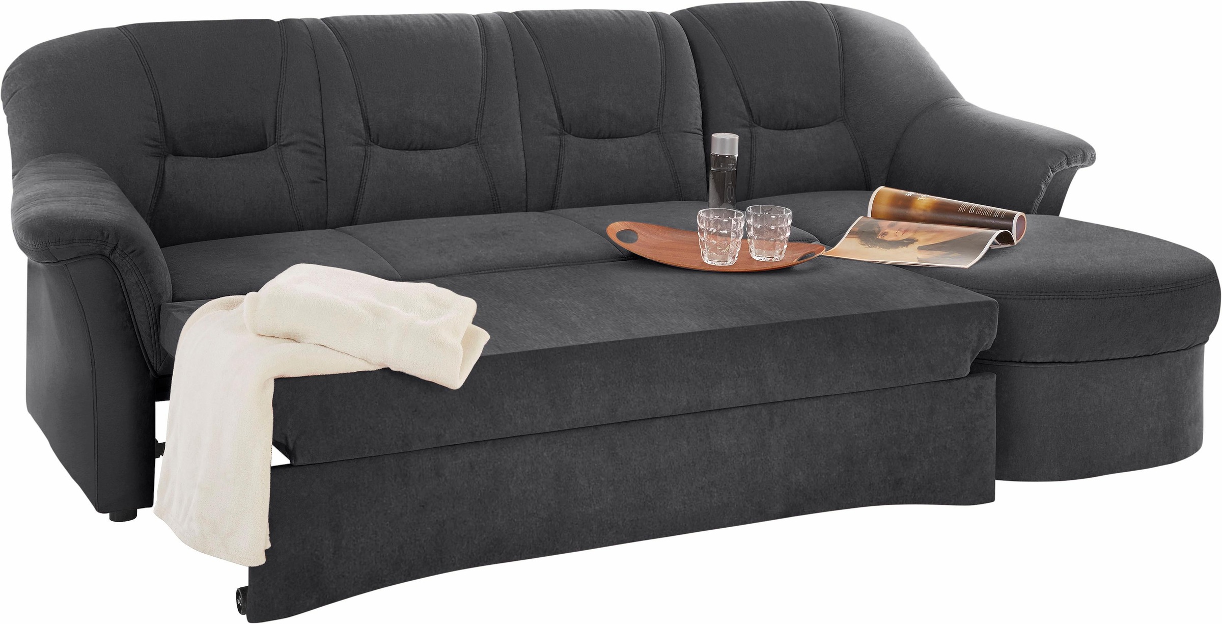 DOMO collection Ecksofa »Sarafina zeitlos und komfortabel, optional mit Federkern, L-Form«, wahlweise mit Bettfunktion