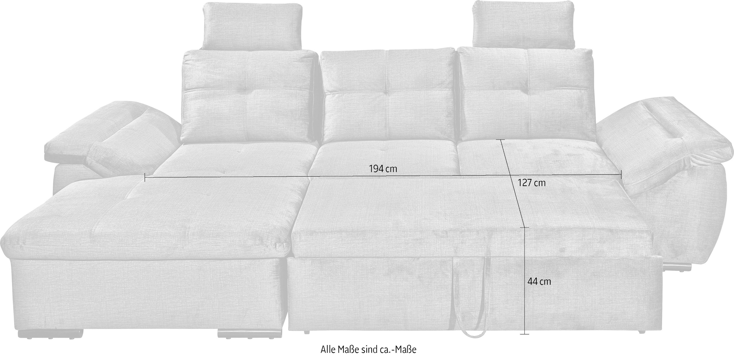 ED EXCITING DESIGN Ecksofa »Alija L-Form«, mit Bettfunktion, Armteilverstellung & Kopfstützen