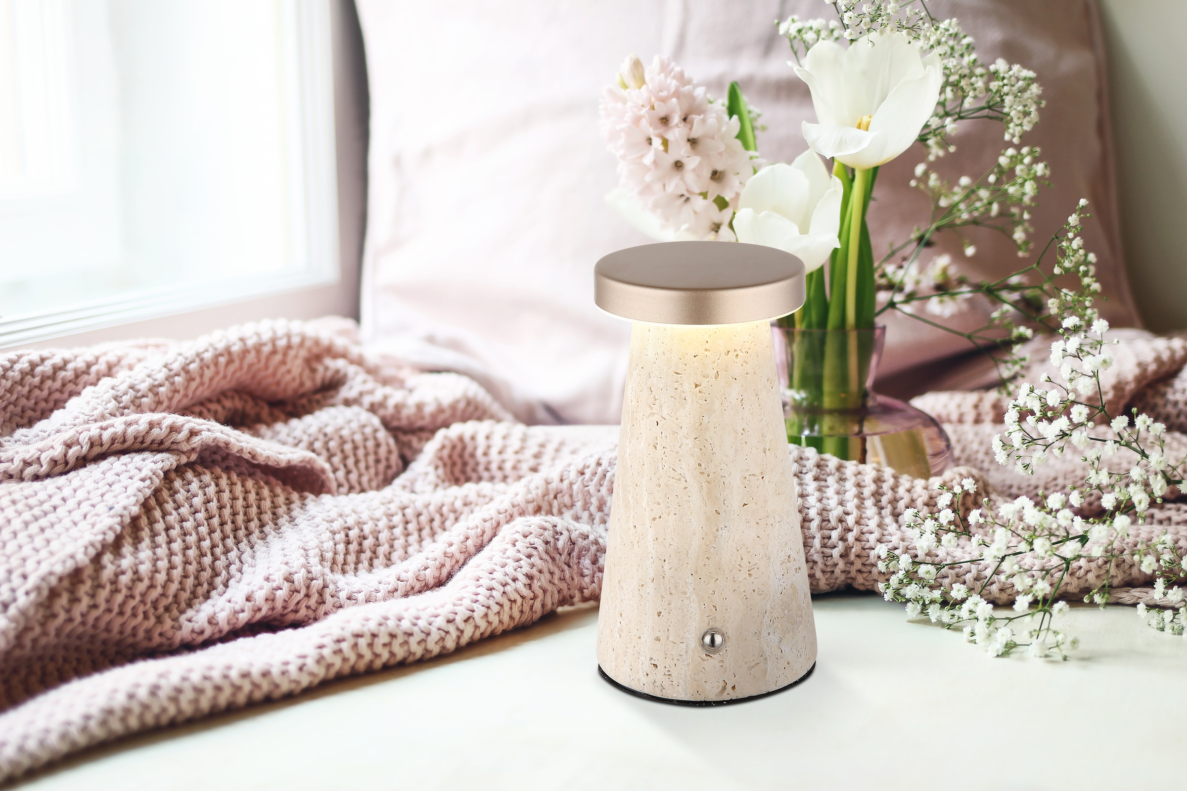 GLOBO LIGHTING Tischleuchte »ADINA« LED-Modul 1 Stk. Akku Tischleuchte für Wohn- & Schlafzimmer