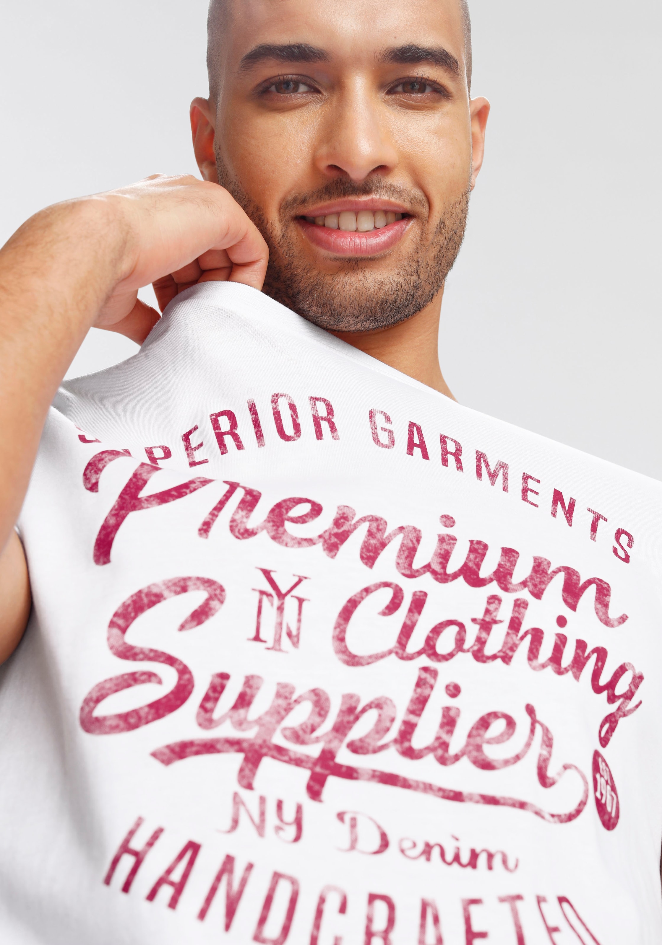 AJC T-Shirt, Kurzarm, schmale Passform, im Vintage-Design