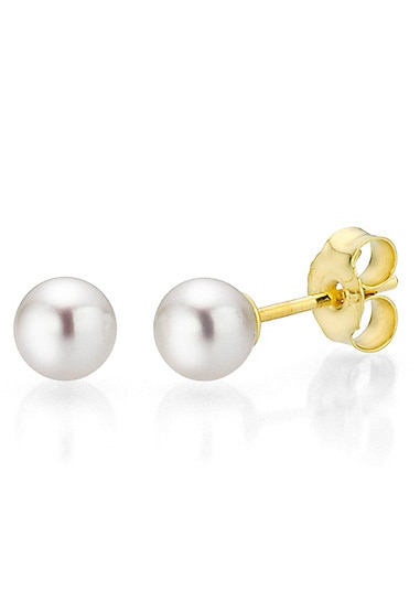 Firetti 375 Gold Pearl Stud Earrings White Size 3