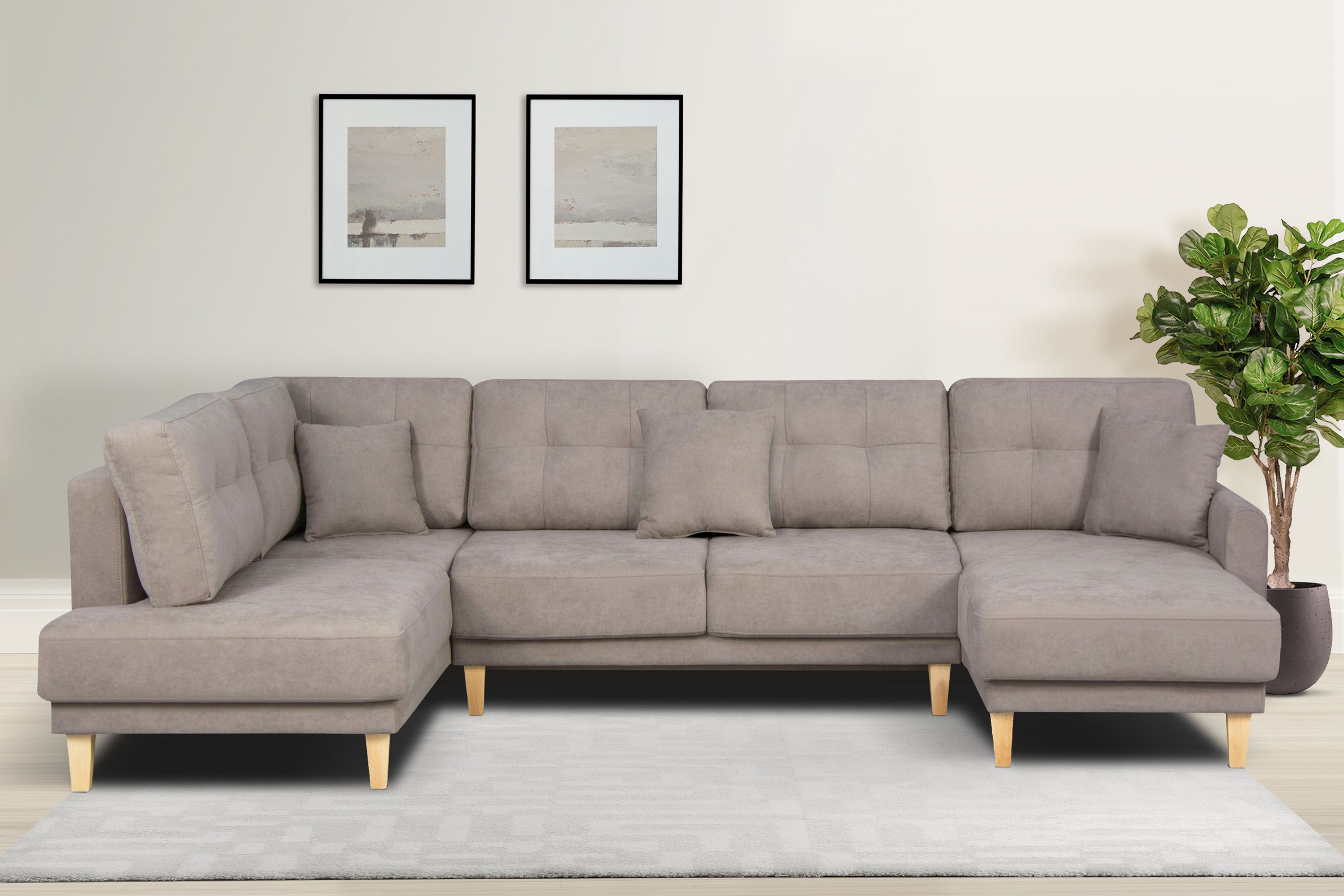 OTTO home Wohnlandschaft "TRIPLO U-Form wahlweise mit Schlaffunktion, B/T/H: 310/192/90 cm" Schlafsofa, auch mit Bettkasten, Steppung im Rückenkissen