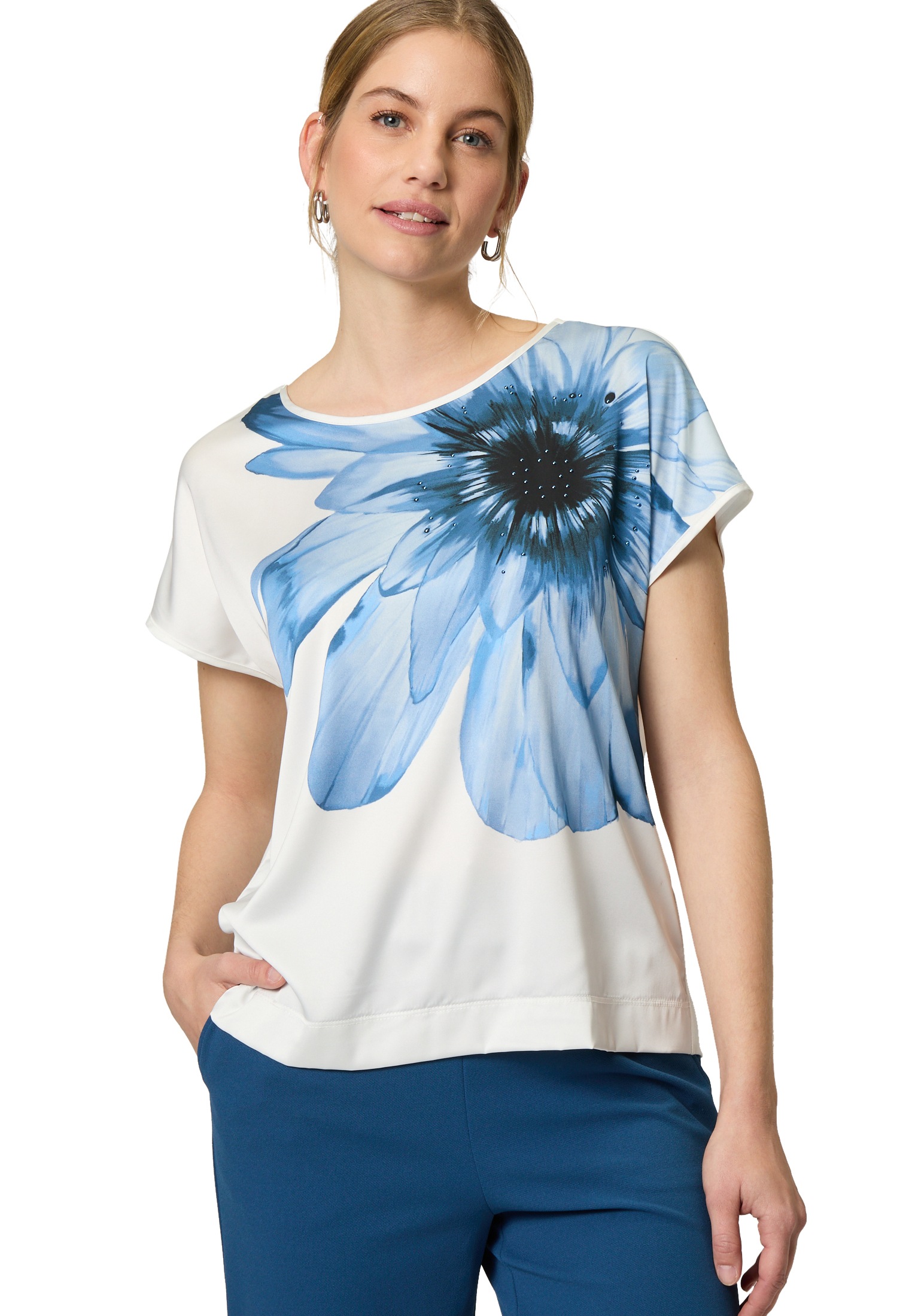 Zero Kurzarmshirt "zero Damen Satinshirt mit Blumendruck", (1 tlg.), Zierst günstig online kaufen