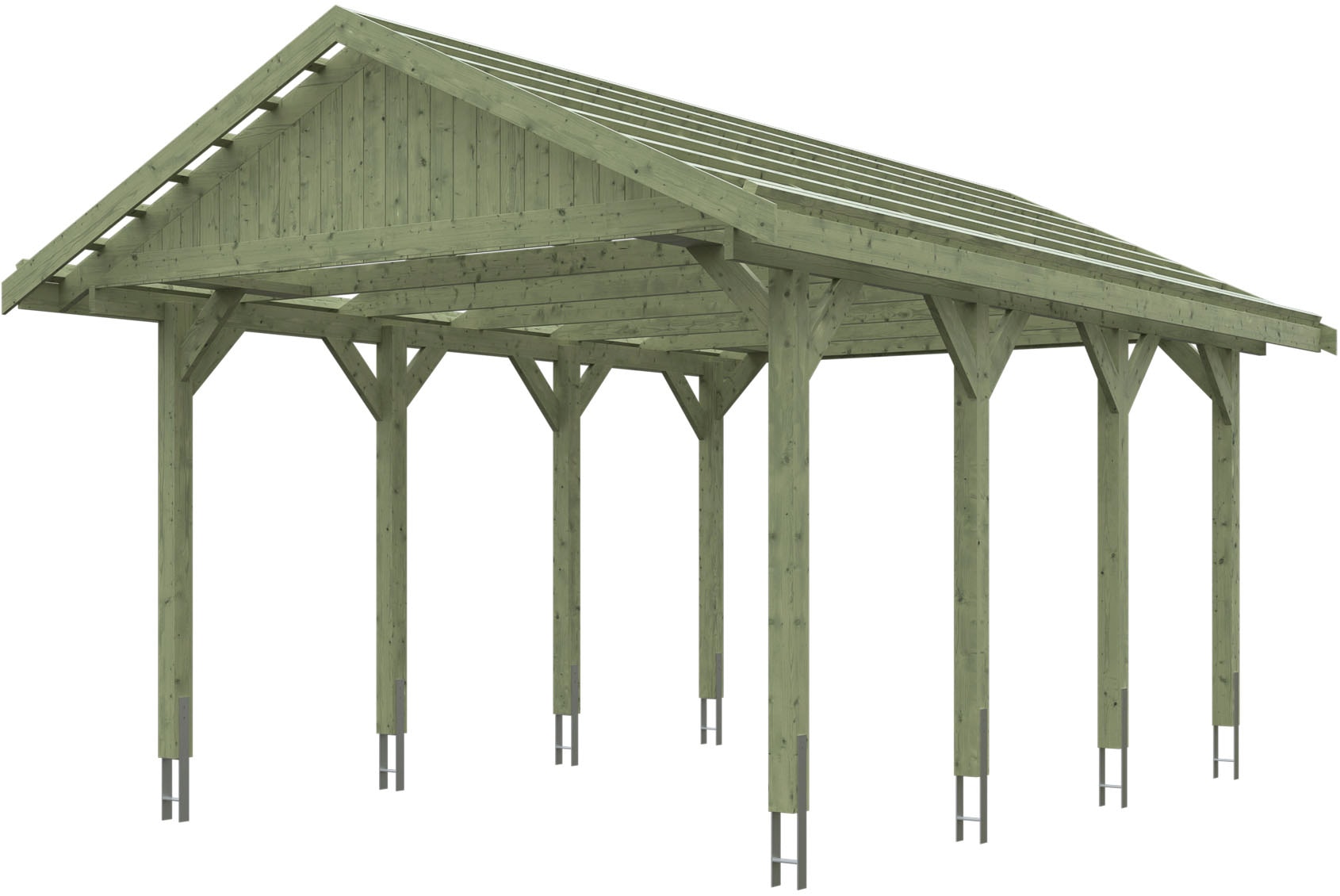 Skanholz Einzelcarport "Wallgau" Massivholz 340 cm Grün mit Dachlattung