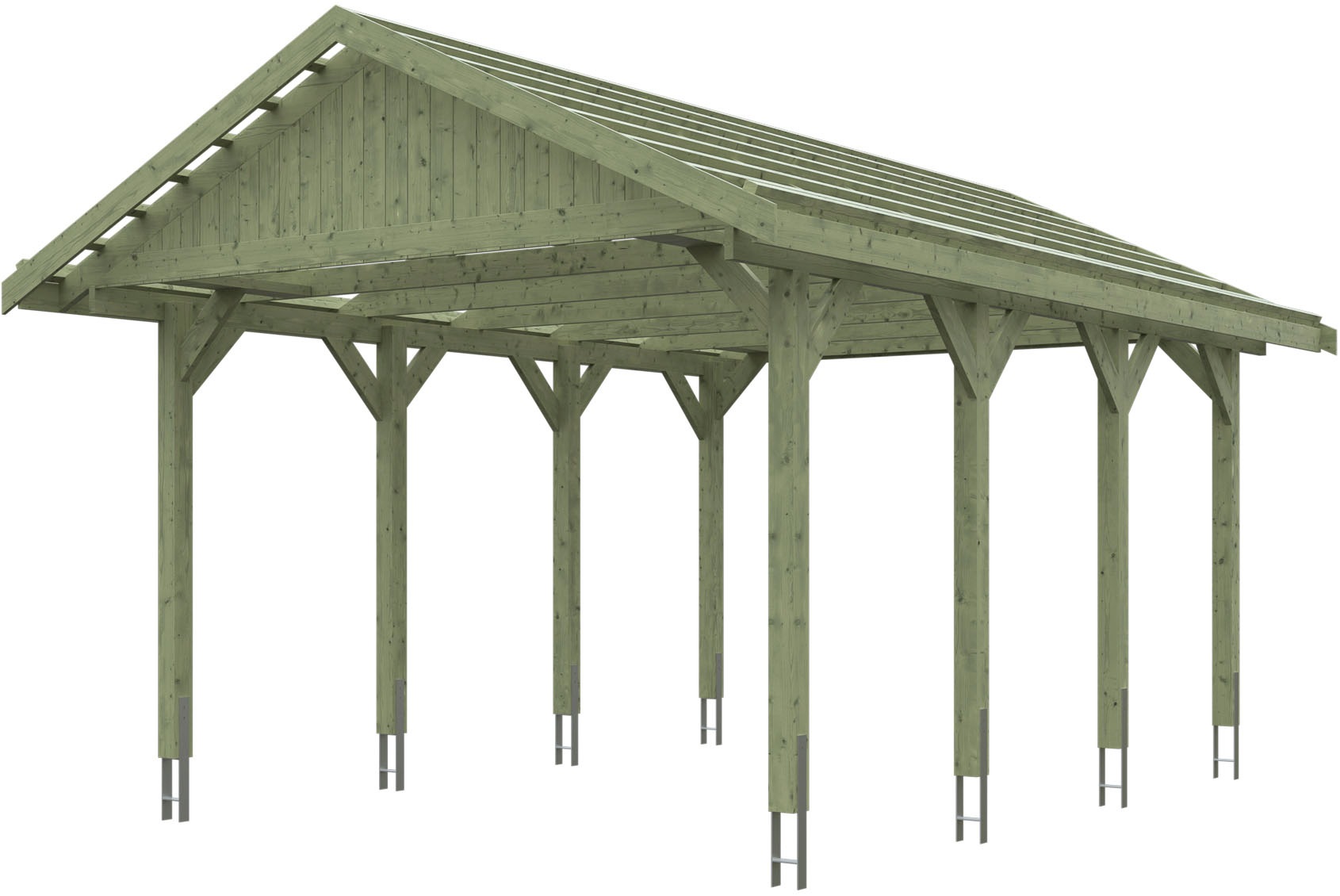 Skanholz Einzelcarport "Wallgau", Nadelholz, 340 cm, Grün, mit Dachlattung