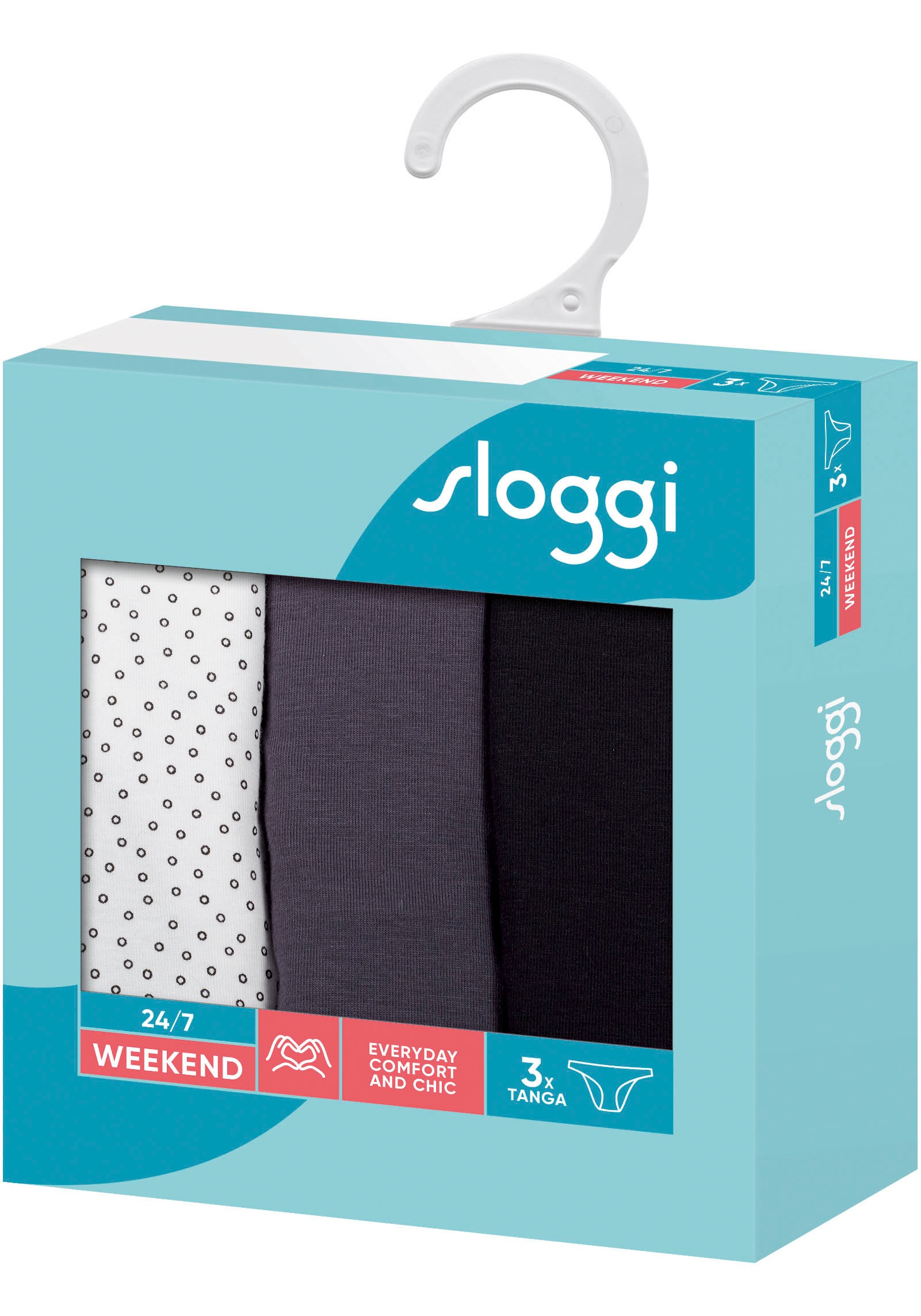 sloggi Slip »24/7 Weekend Tanga C3P«, (3er Pack), mit flachen Spitzen-Kanten