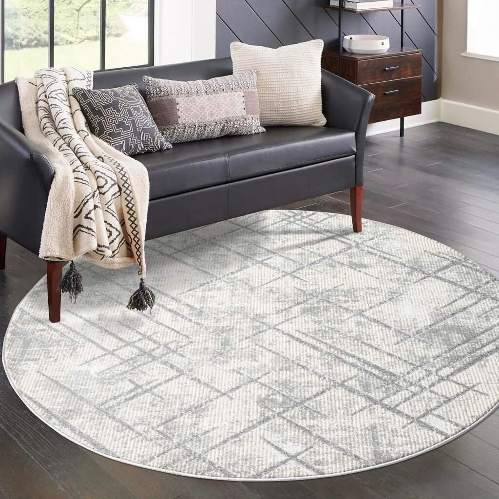 Teppich CARPET CITY "ANTIK245", grau, H:10mm Ø:200cm, Polyester, Teppiche, Teppich, Kurzflor, 3D-Optik, Klassisch-Modern für Wohnzimmer, Schlafzimmer