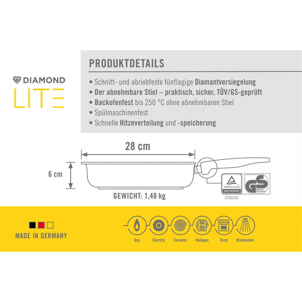WOLL Bratpfanne »Diamond Lite«, Aluminiumguss, (1 tlg.)