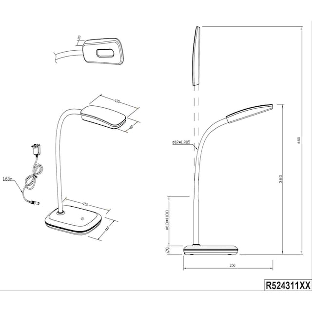 TRIO Leuchten LED Tischleuchte »Boa«, 1 flammig-flammig, Tischlampe, violet,  Touch Dimmer, warmweiß, verstellbarer Flexarm | BAUR