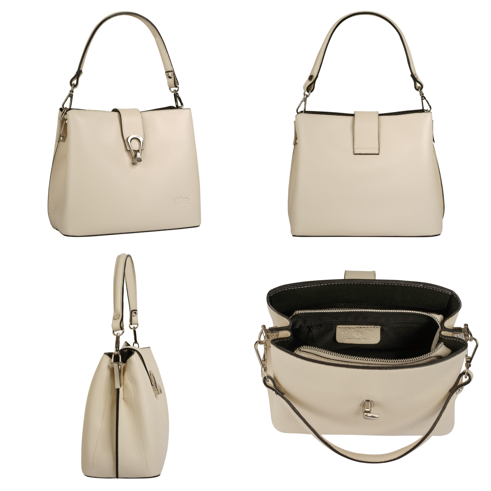Cluty Umhängetasche, echt Leder, Made in Italy
