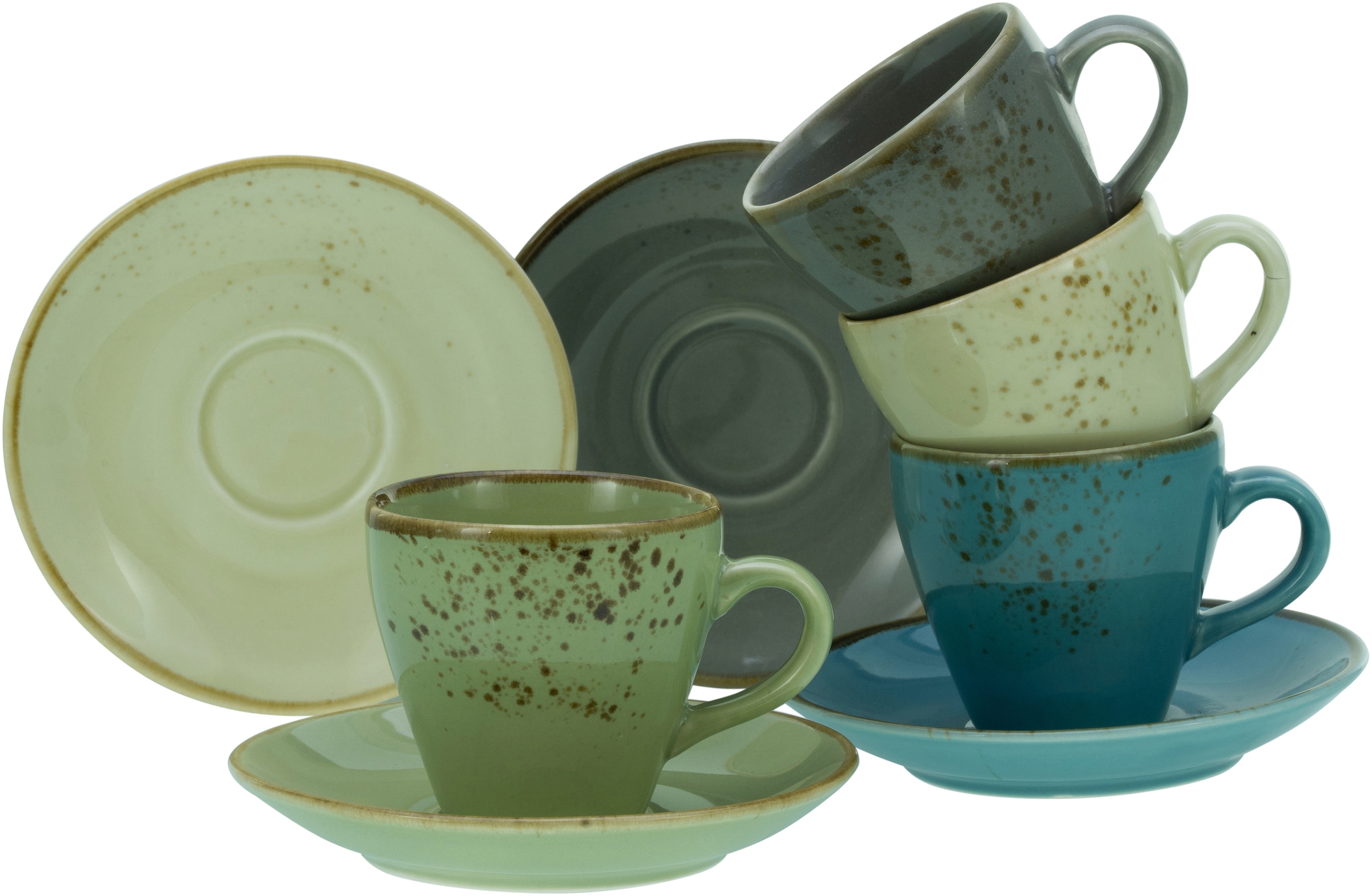 Tassen, Set, »Kaffeetasse Espressotasse CreaTable 4 | naturfarben bestellen BAUR 8 COLLECTION«, tlg.), mit Tassen Untertassen (Set, Sprenkel, 4 NATURE