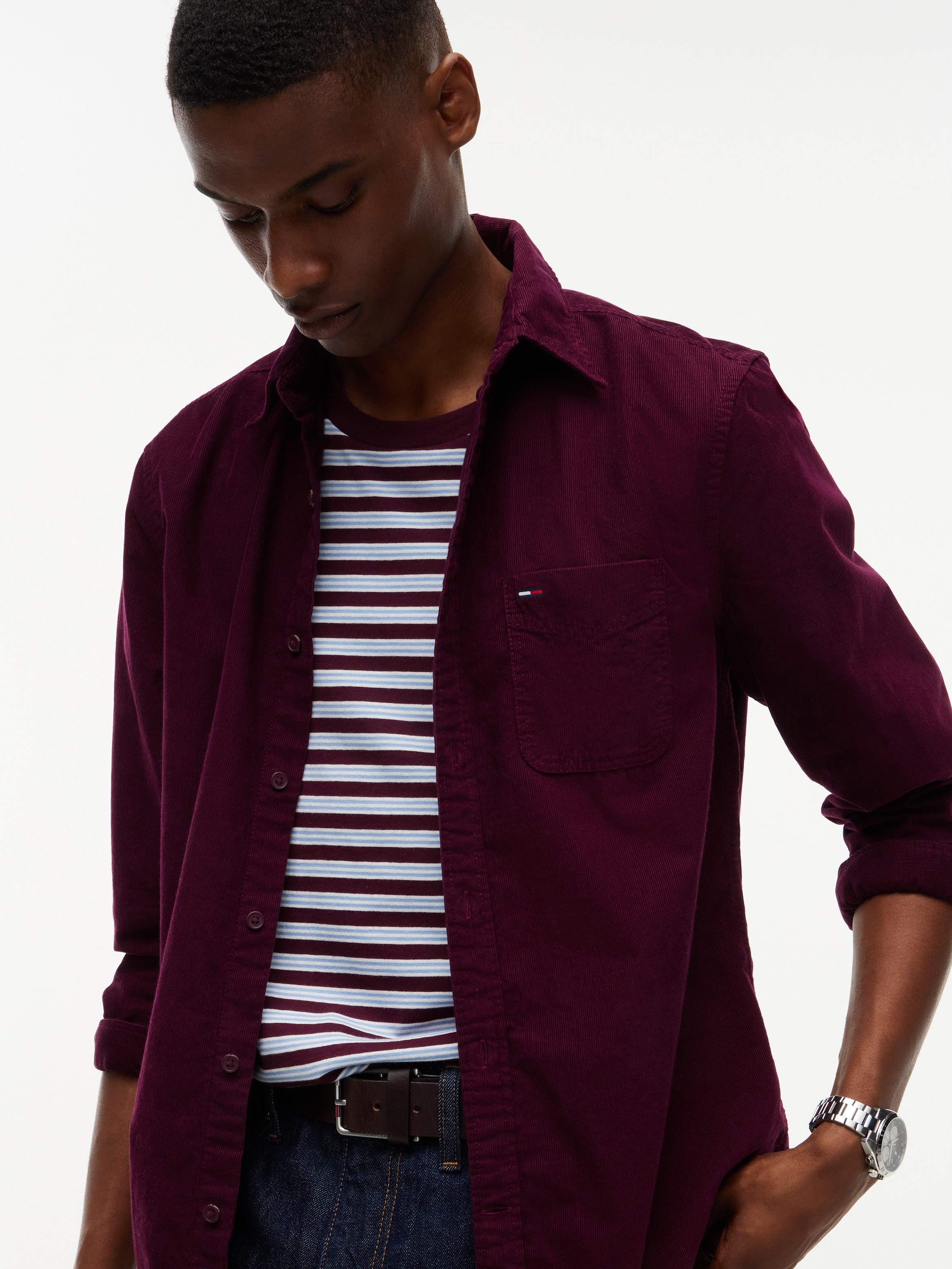 Tommy Jeans Langarmhemd »REGULAR BABY CORDUROY SHIRT« Regular fit mit Brusttasche