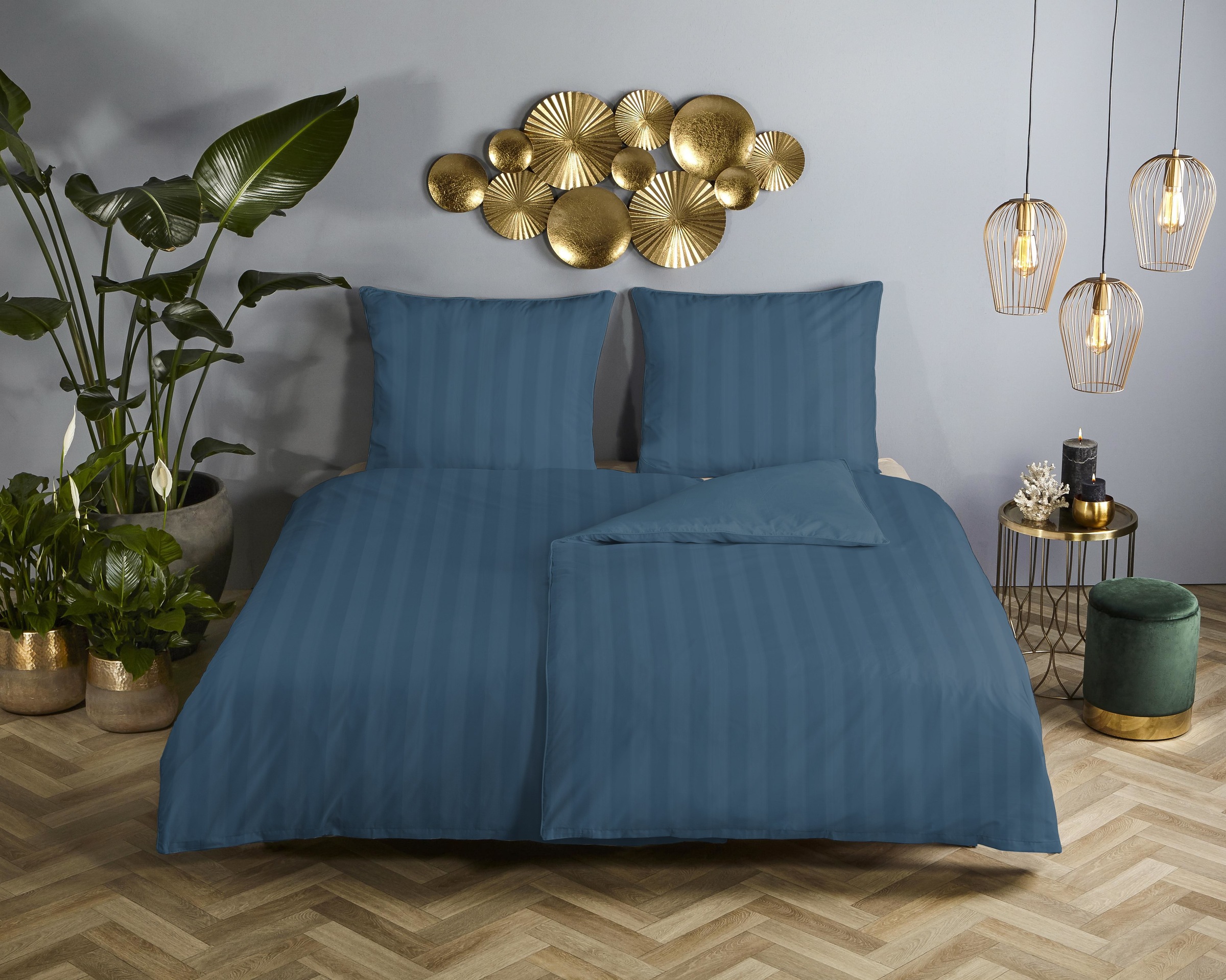 Descanso Wendebettwäsche »Hotel Sevilla« 2 Satin, Reißverschluss, Wende, Luxe, Streifen, uni