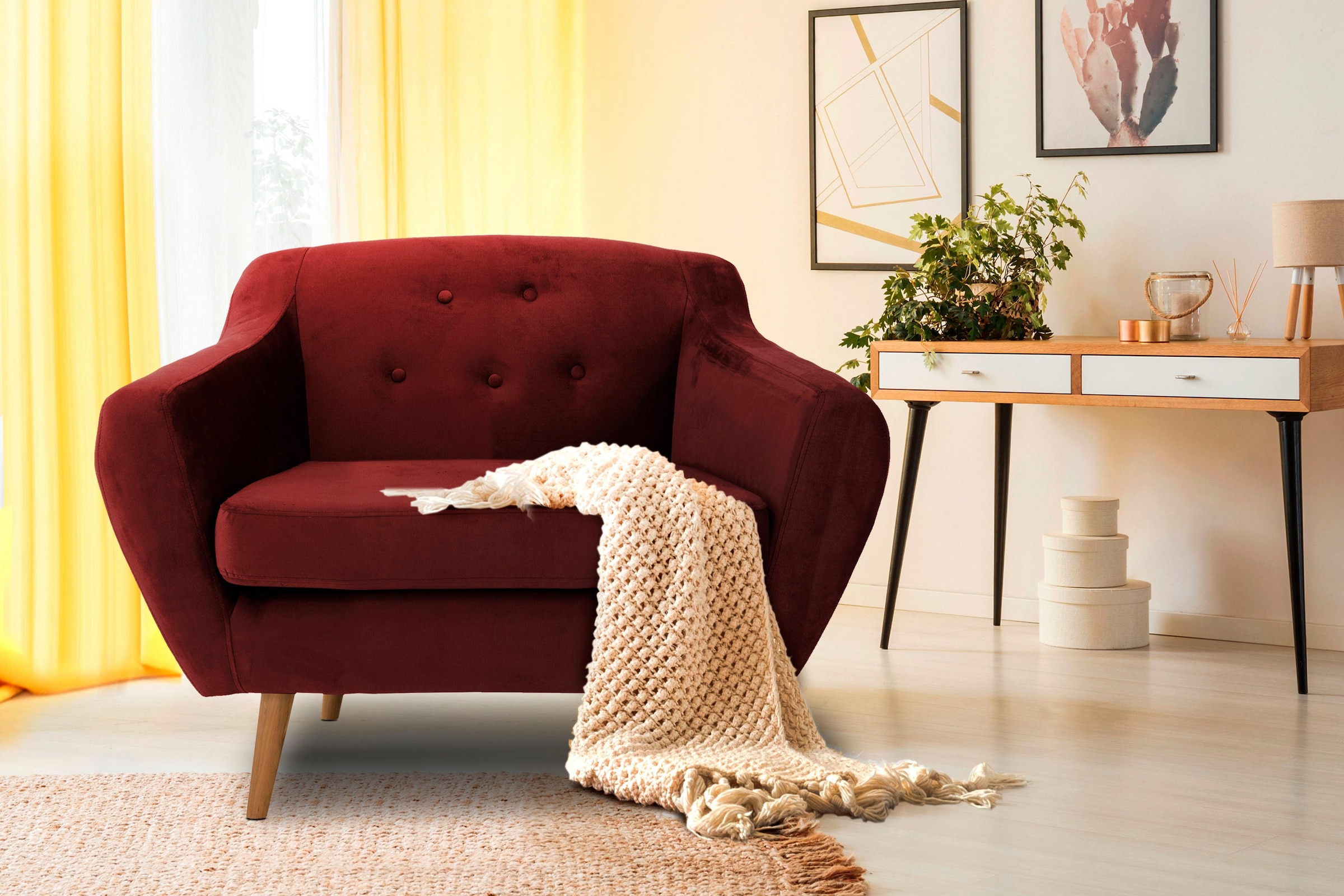 Home affaire Sessel "Renne" mit Heftung im Rücken im skandinavischem Stil günstig online kaufen