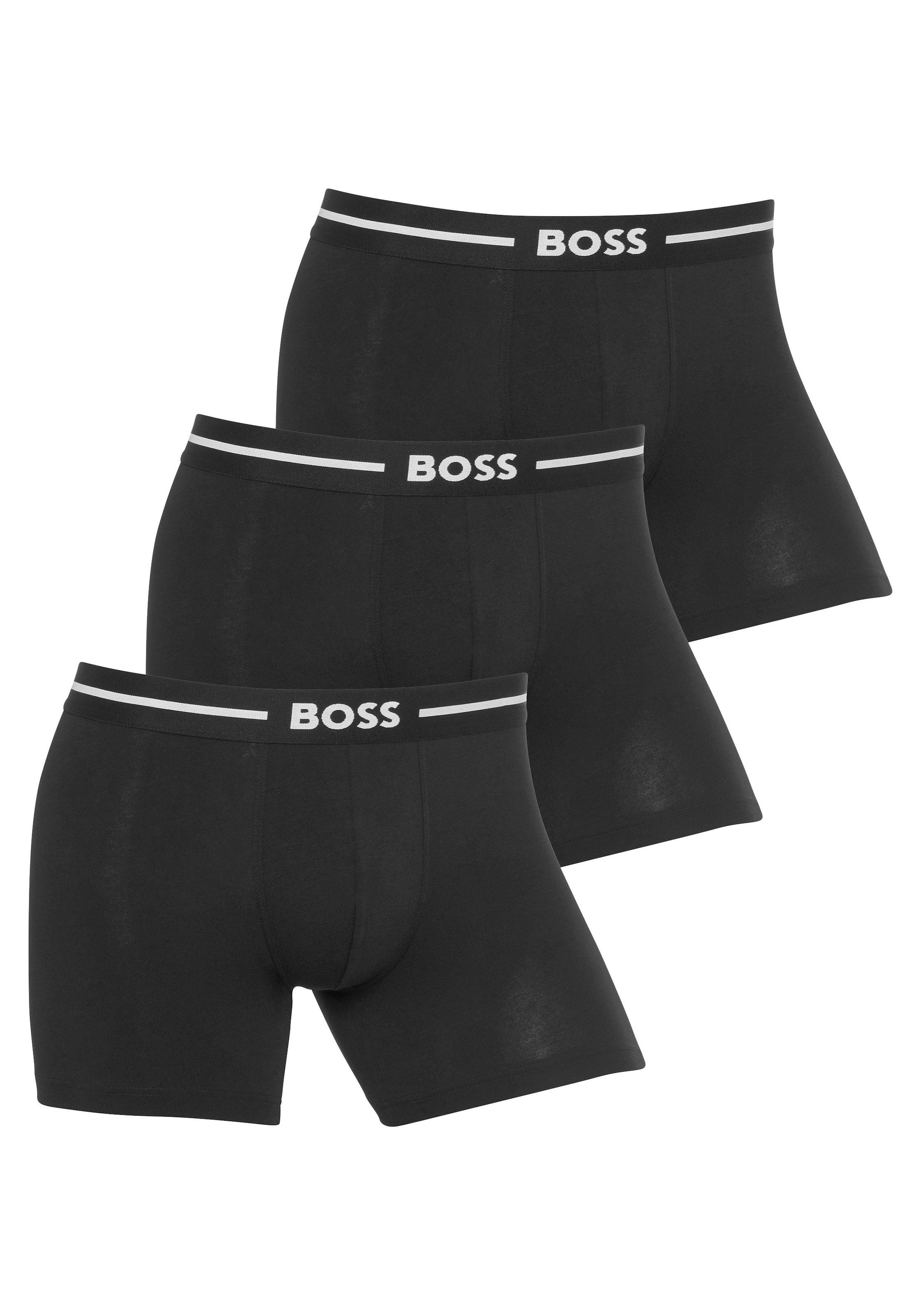 BOSS Boxershorts "BoxerBr 3P Bold", (3 St.), mit Boss Logo-Elastikbund