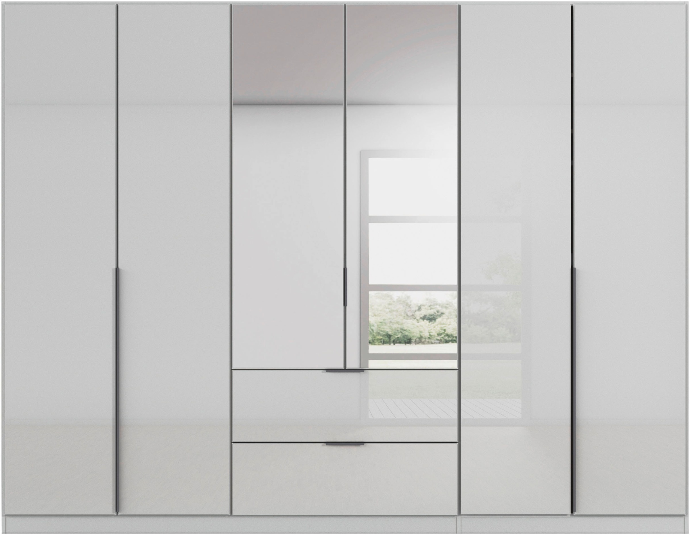 rauch Drehtürenschrank »Kleiderschrank Kleiderschränke Schrank Garderobe AGORDO mit Glasfront«, (in zwei Griff-Farben, Breiten 91-360 cm), mit Außenschubkästen, in 7 Breiten und 2 Höhen MADE IN GERMANY