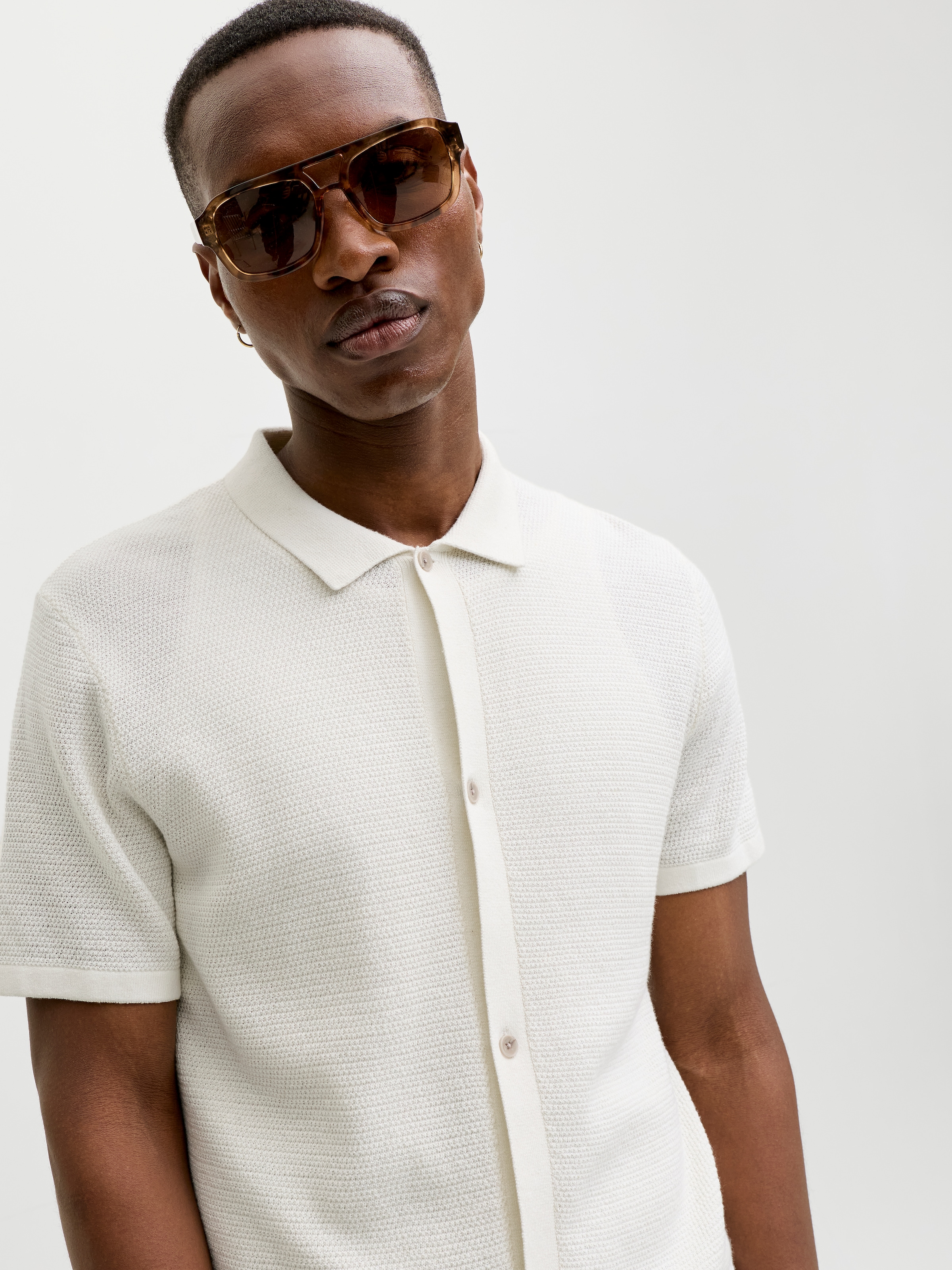 Jack & Jones George Short Sleeve Knit Shirt Cloud Dancer M Men 2