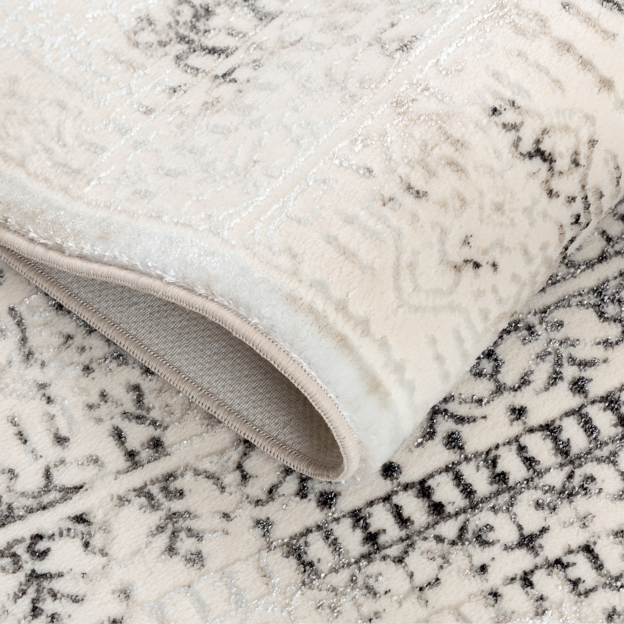 Sehrazat Teppich »Diamond 7840 , auch als Läufer« rechteckig 8 mm Höhe Kurzflor, Vintage, Viskose, leichter Glanz, mit Fransen, Wohnzimmer