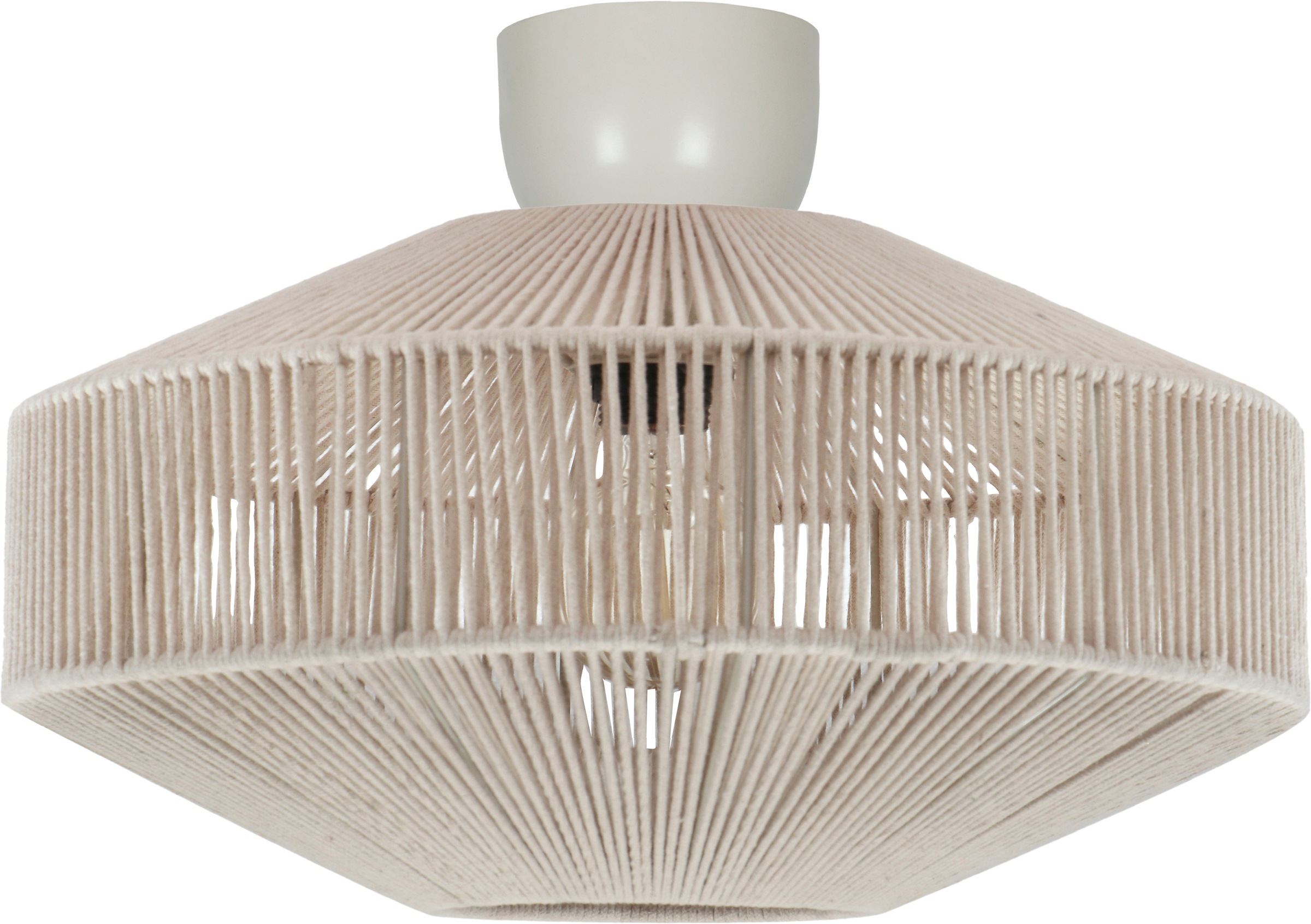 TRIO Leuchten Deckenleuchte »SVEA, Deckenlampe beige aus Baumwolle im Boho-Look Ø 46cm Höhe 31 cm« E27 1 Stk. warmweiß - kaltweiß Deckenleuchte Schlafzimmer / Wohnzimmer exkl 1x E27 max 10W