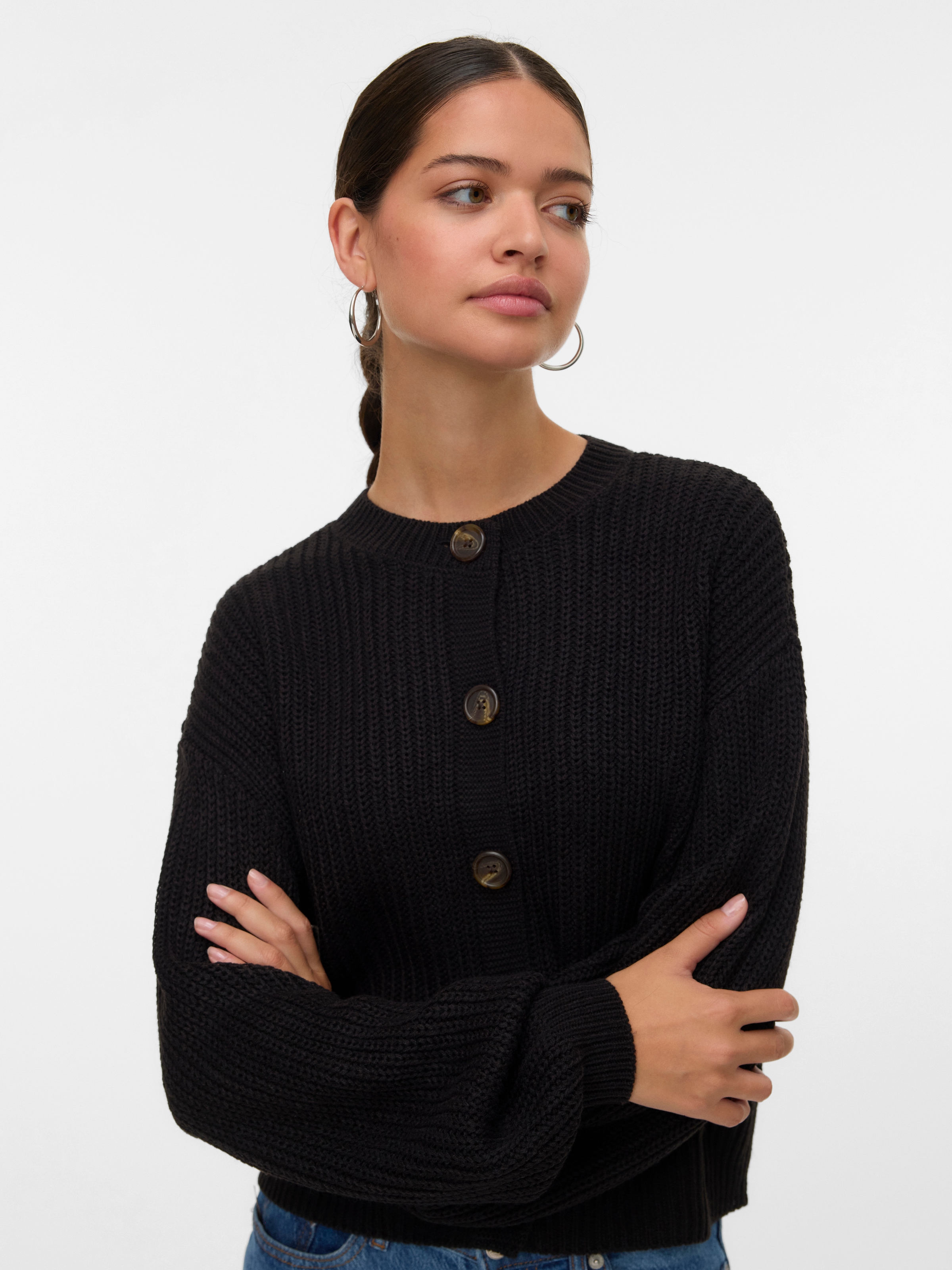 Vero Moda Strickjacke "VMLEA LS O-NECK CARDIGAN NOOS" Kunstfaser, loose fit