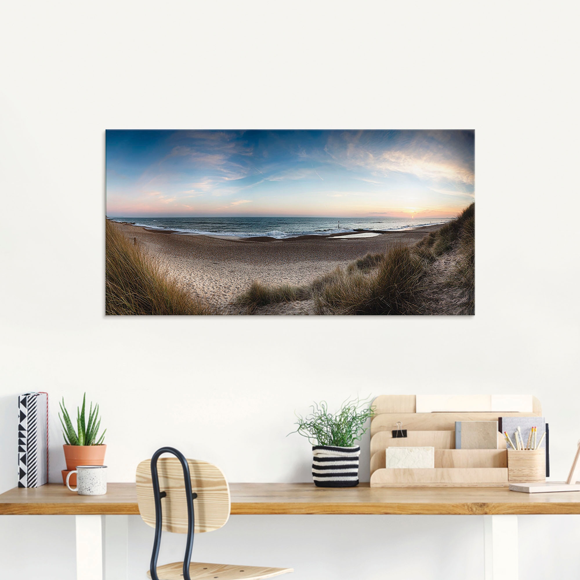 Artland Glasbild »Strand und Sanddünen am Hengistbury Head«, Küste, (1 St.), in verschiedenen Größen