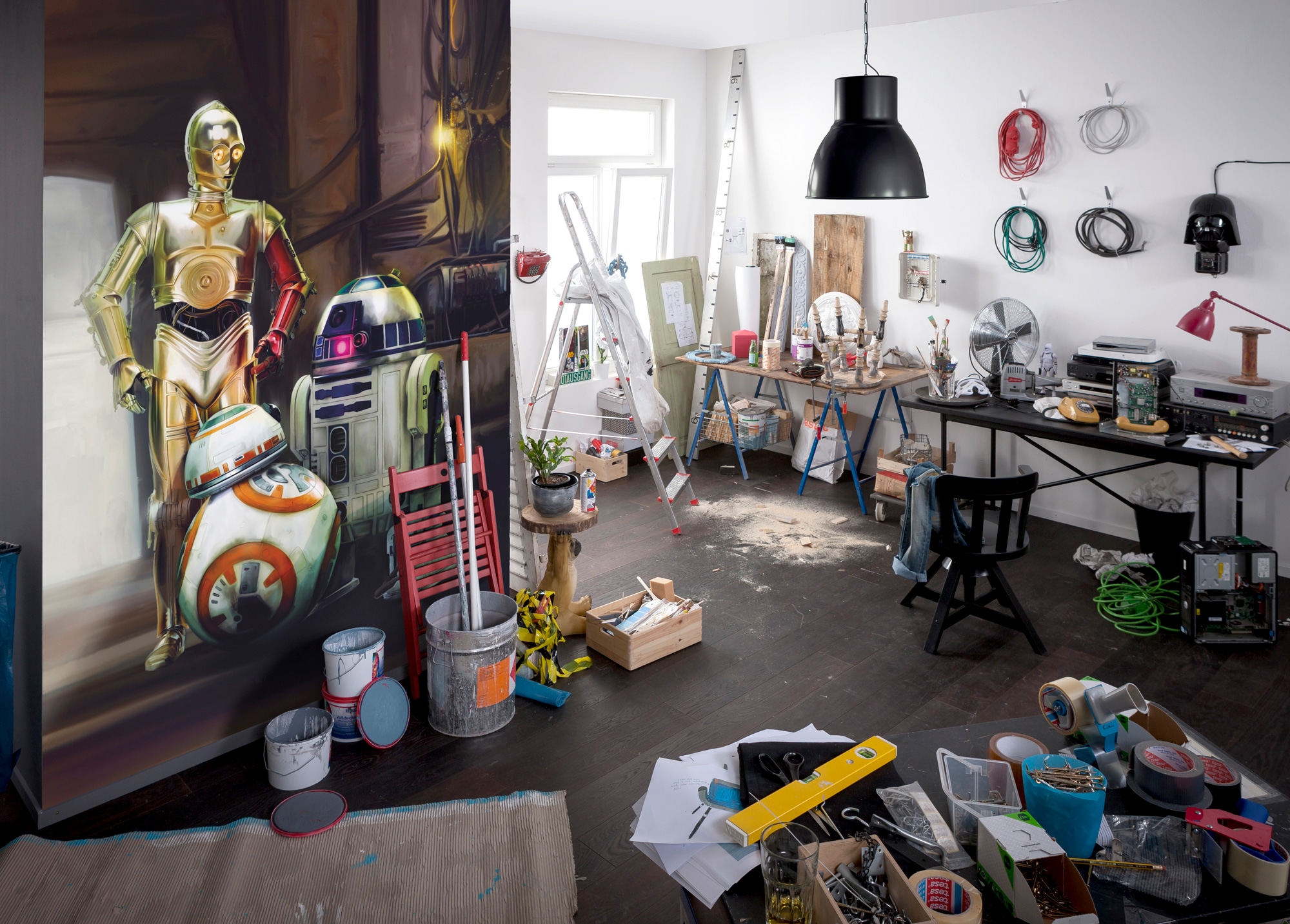 Komar Fototapete »STAR WARS Three Droids - Größe 184 x 254 cm«, bedruckt, Kinderzimmer