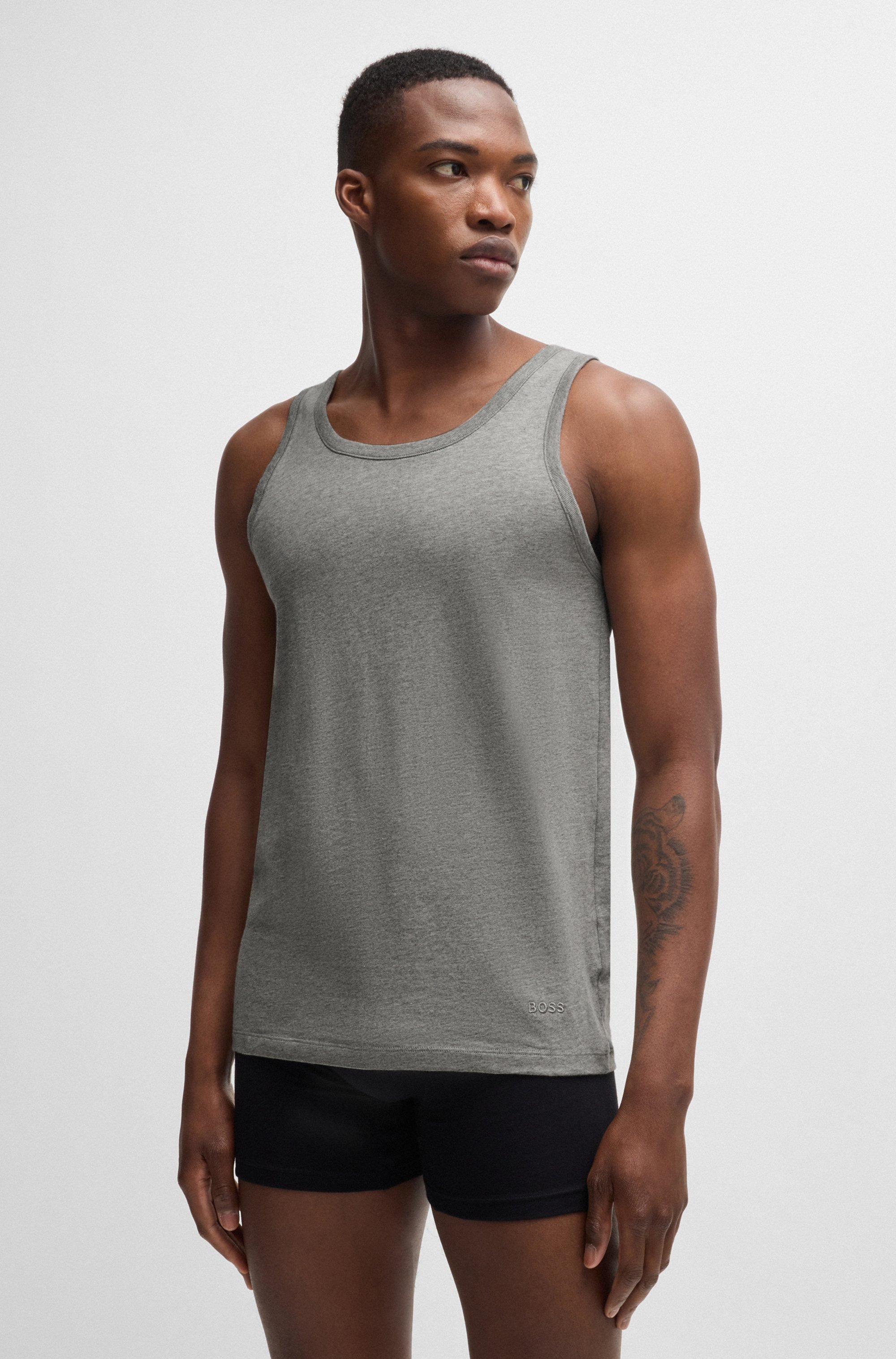 BOSS Unterhemd »Tank Top 3P CO«, (Packung, 3 St.), mit Rippbündchen
